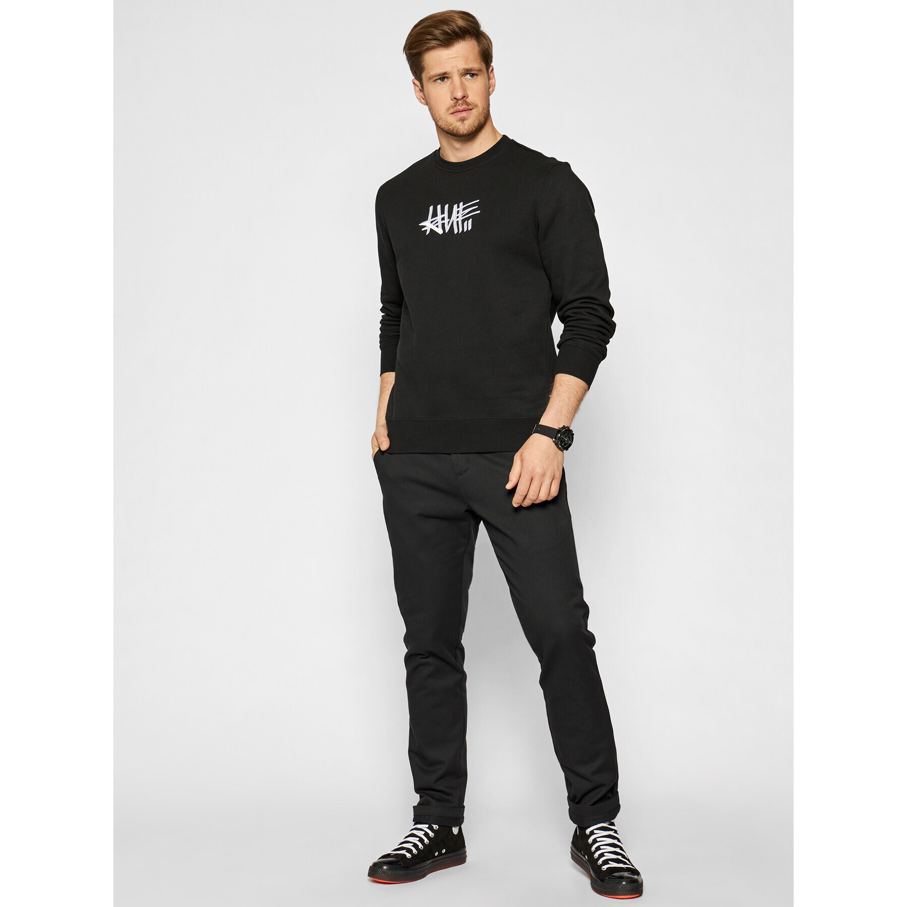 HUF Суитшърт HAZE Handstyle 1 PF00370 Черен Regular Fit - Pepit.bg
