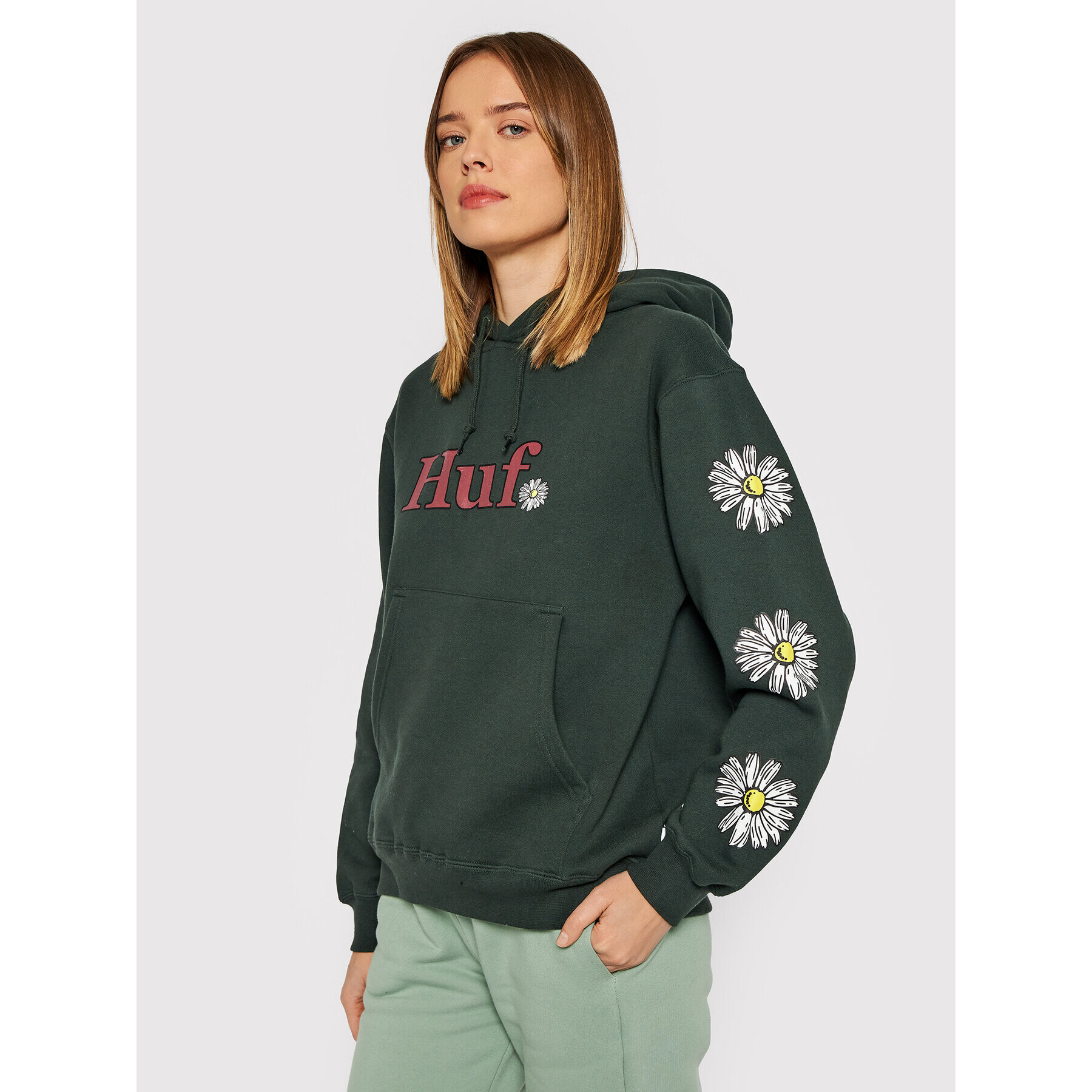 HUF Суитшърт In Bloom WPF0007 Зелен Relaxed Fit - Pepit.bg