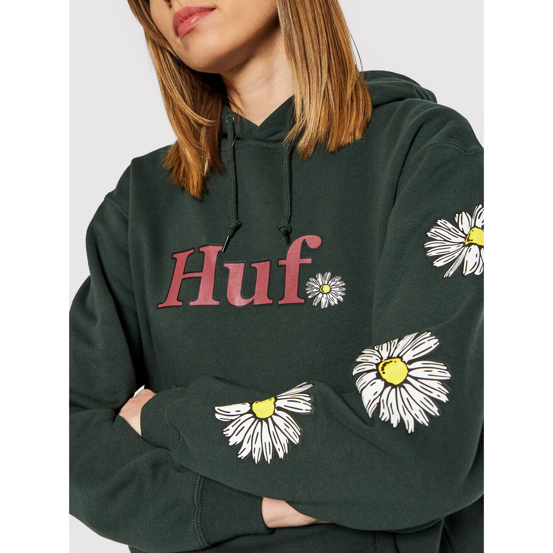 HUF Суитшърт In Bloom WPF0007 Зелен Relaxed Fit - Pepit.bg