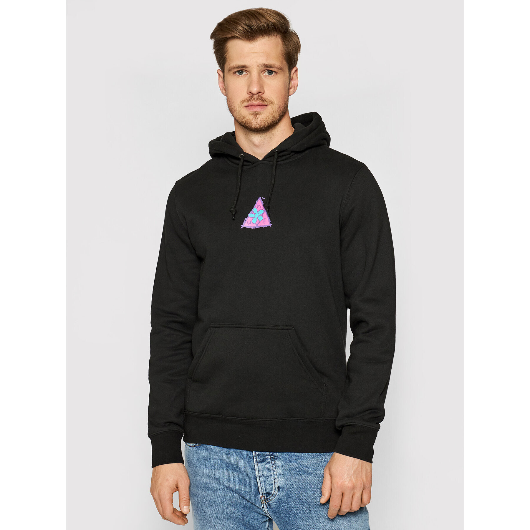 HUF Суитшърт Pushing Daisies PF00348 Черен Regular Fit - Pepit.bg