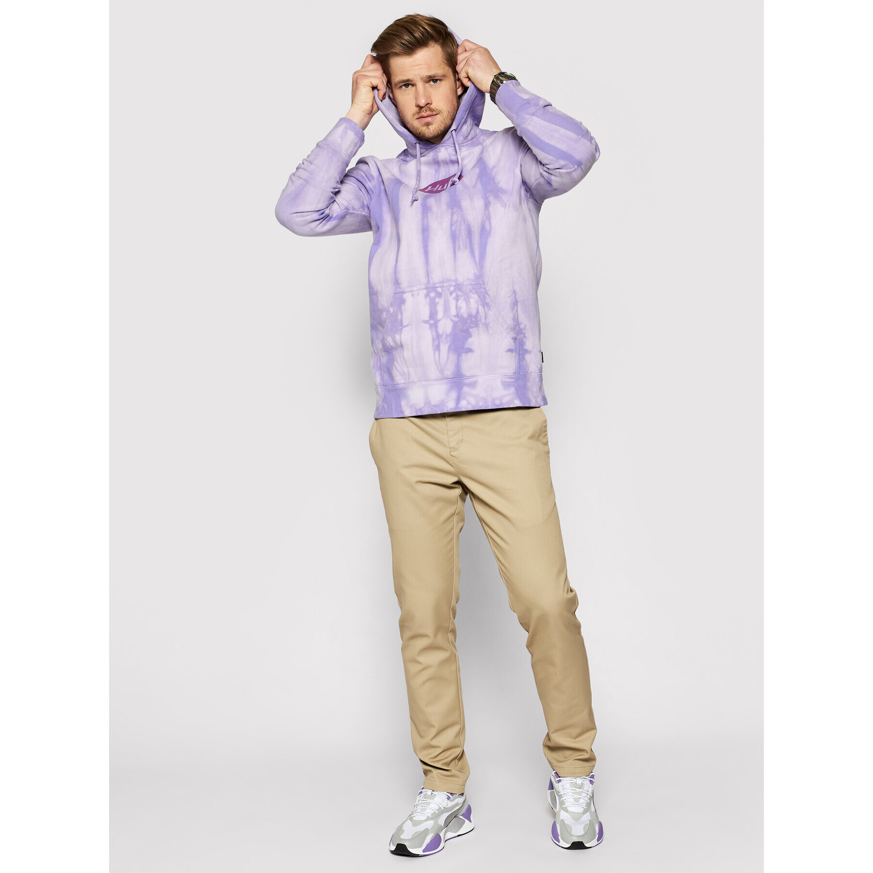 HUF Суитшърт Relax Tiedye PF00345 Виолетов Regular Fit - Pepit.bg