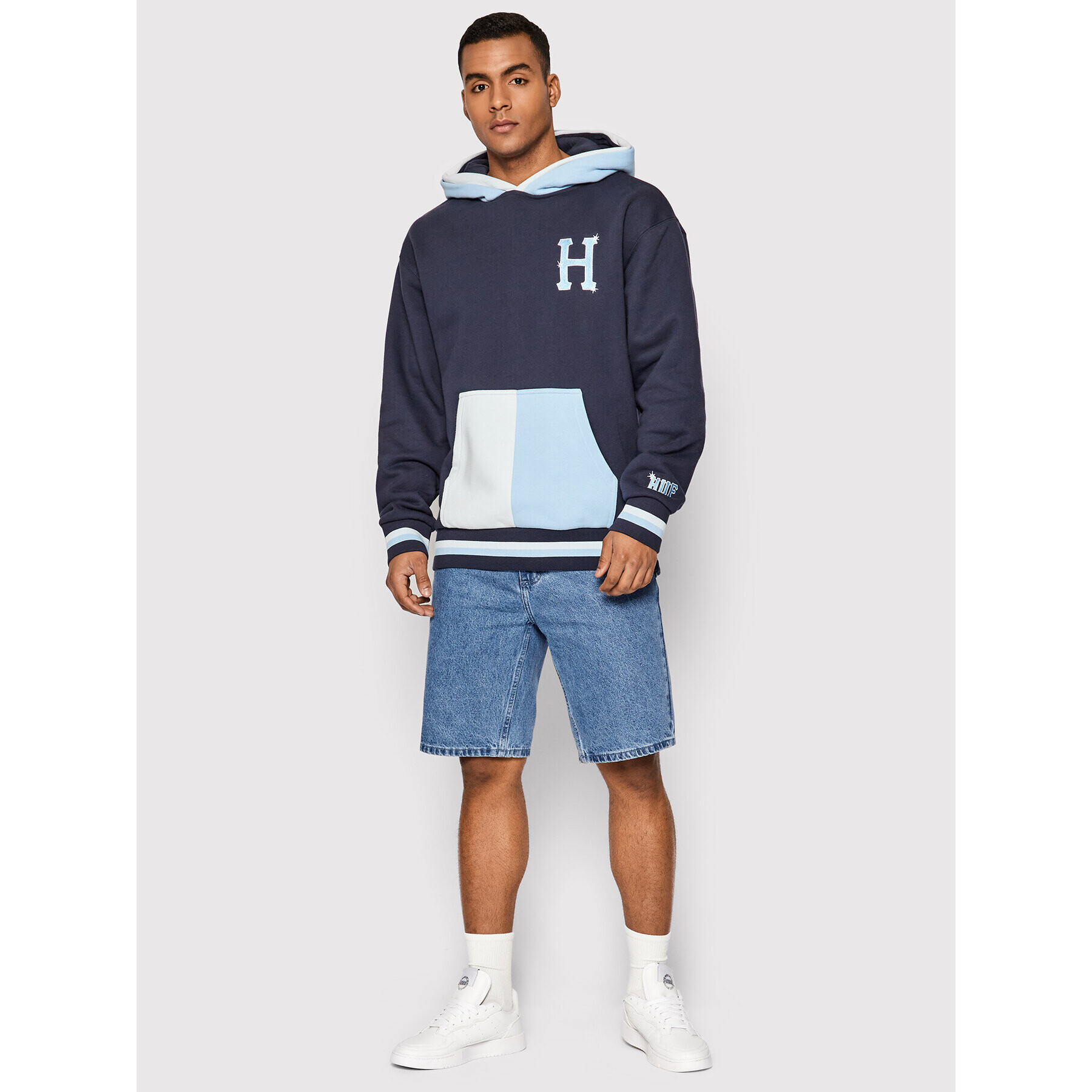 HUF Суитшърт Sideline FL00172 Тъмносин Regular Fit - Pepit.bg