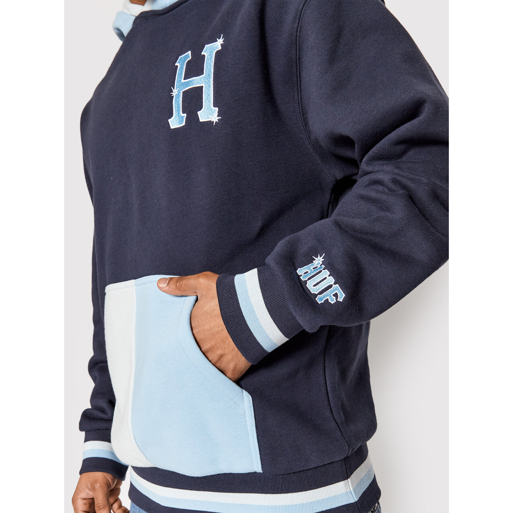 HUF Суитшърт Sideline FL00172 Тъмносин Regular Fit - Pepit.bg