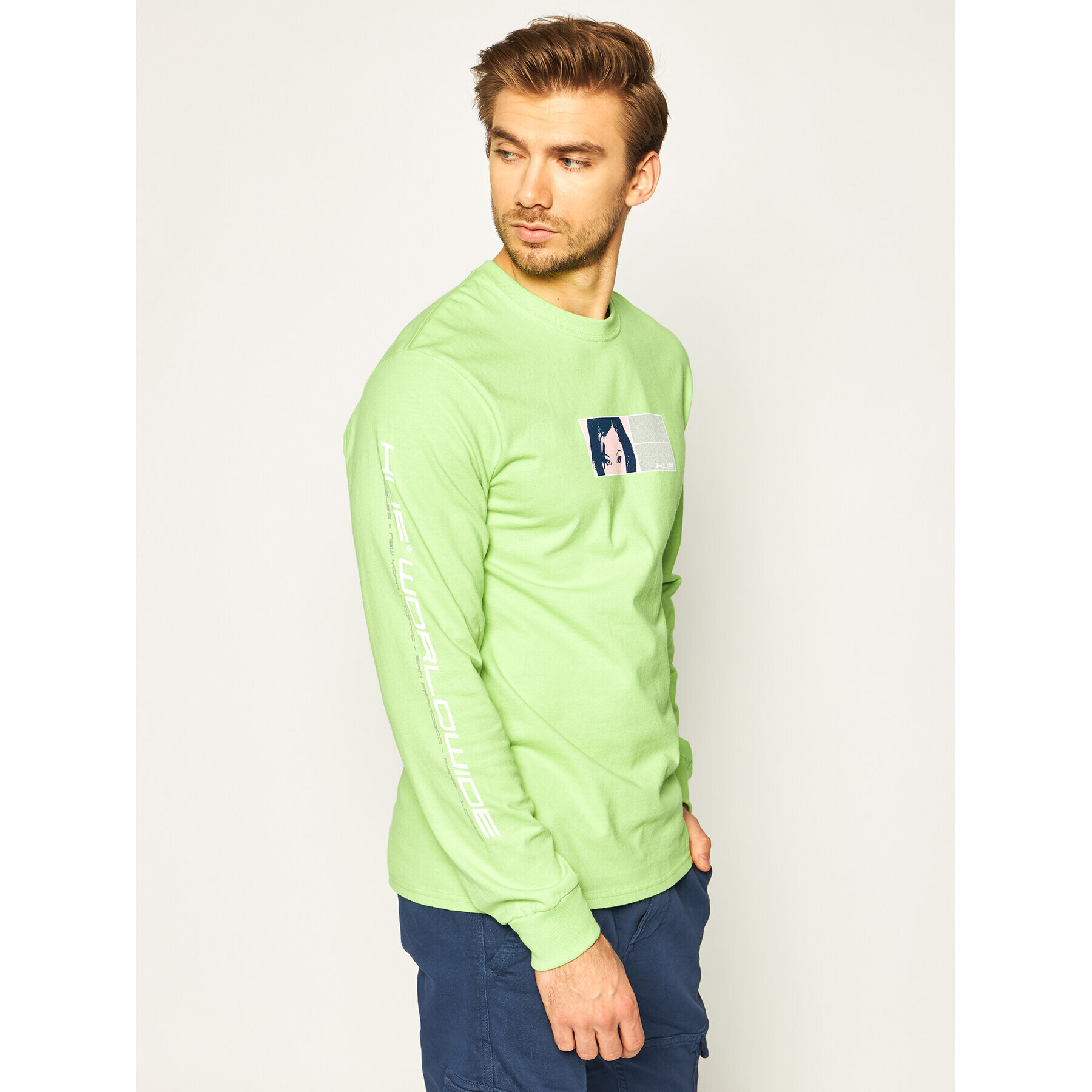 HUF Суитшърт Wonderland TS01003 Зелен Regular Fit - Pepit.bg