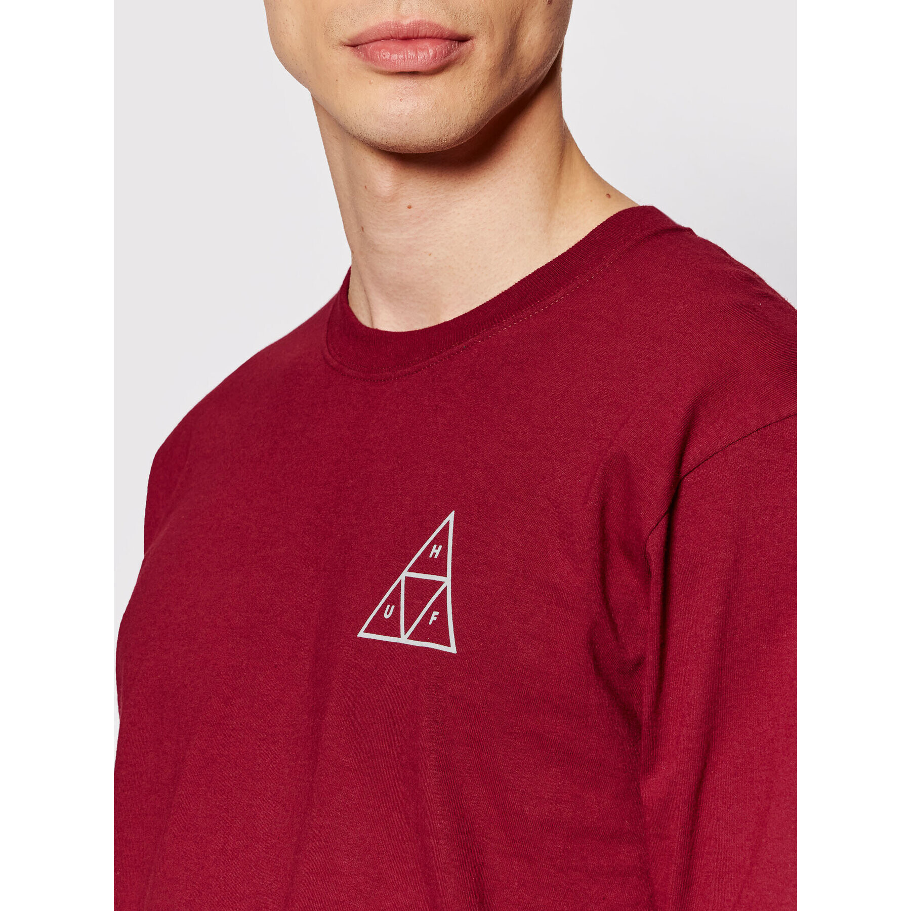 HUF Тениска с дълъг ръкав Essential TS01546 Бордо Regular Fit - Pepit.bg