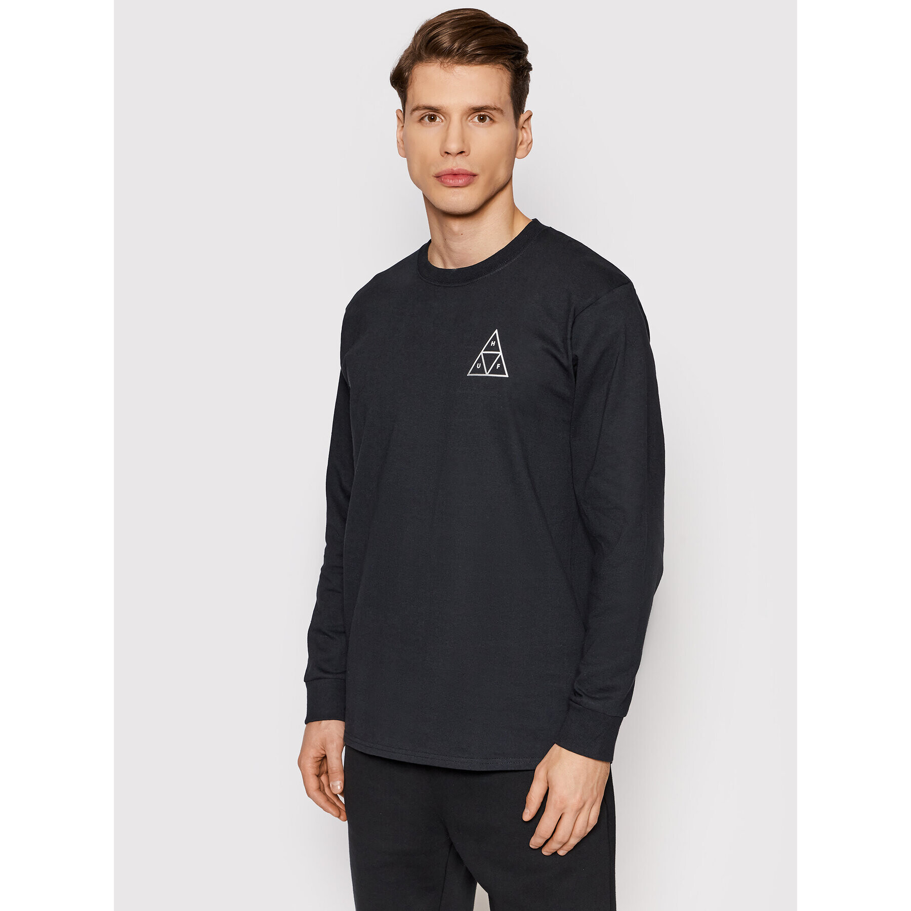 HUF Тениска с дълъг ръкав Essential TS01546 Черен Regular Fit - Pepit.bg