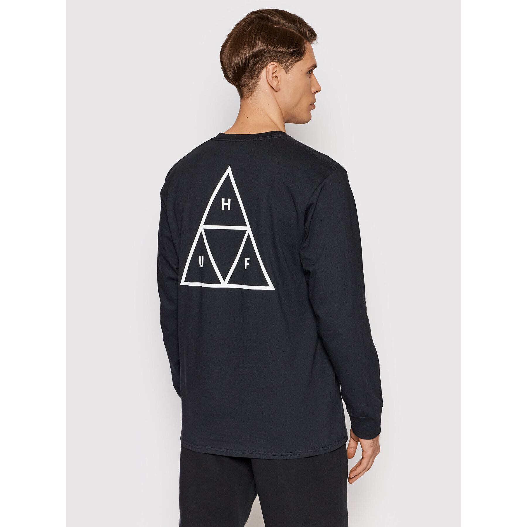 HUF Тениска с дълъг ръкав Essential TS01546 Черен Regular Fit - Pepit.bg