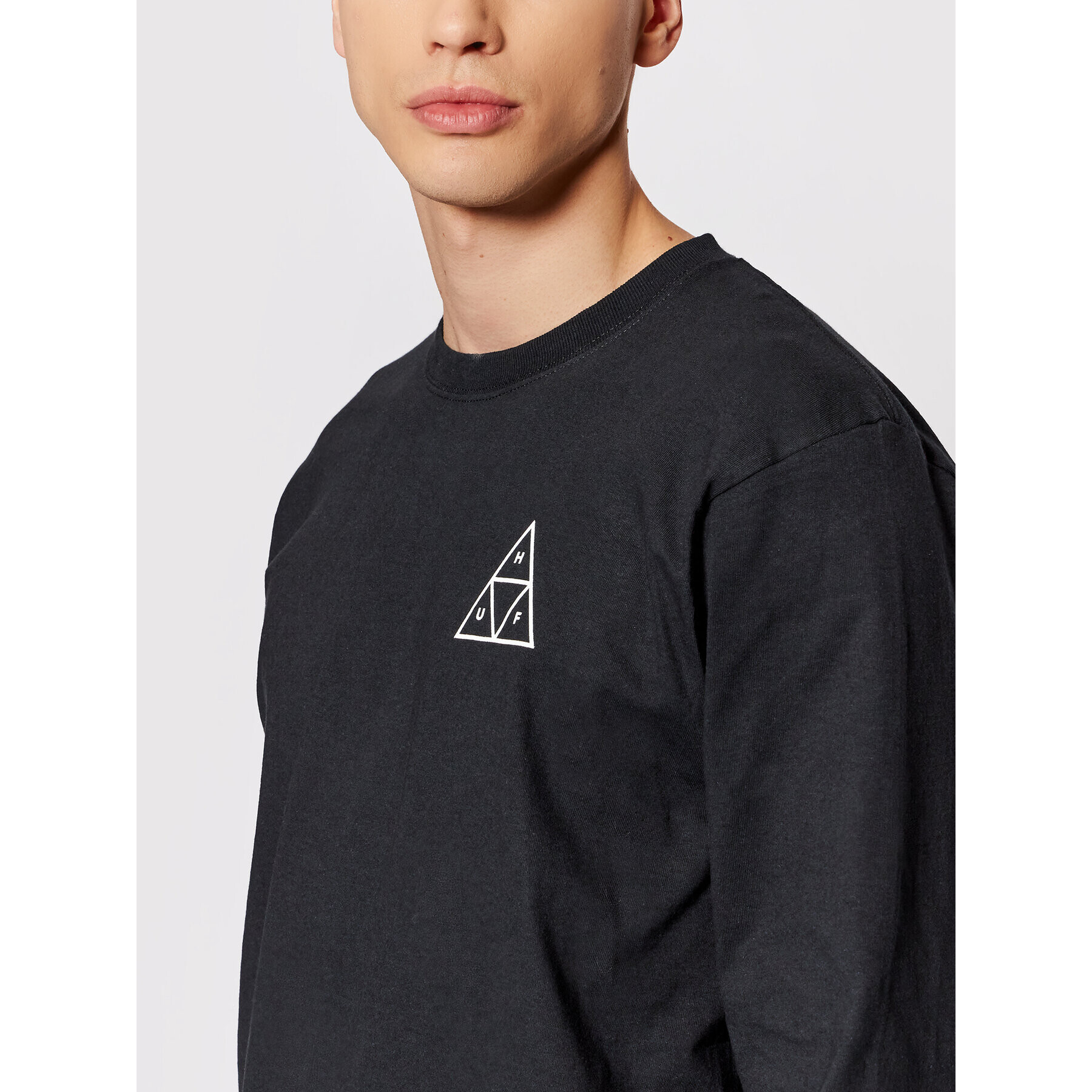 HUF Тениска с дълъг ръкав Essential TS01546 Черен Regular Fit - Pepit.bg