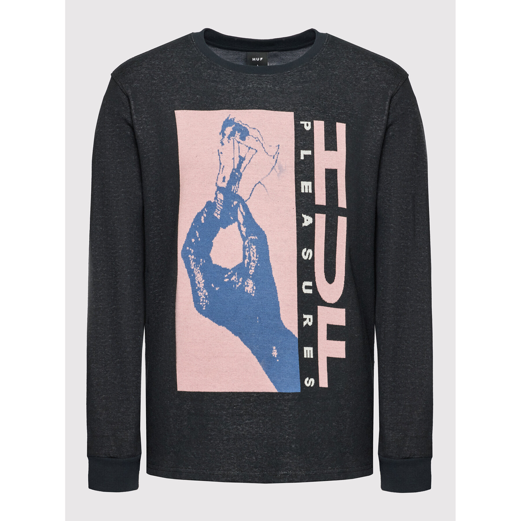 HUF Тениска с дълъг ръкав PLEASURES Light Up Jacquard KN00381 Черен Regular Fit - Pepit.bg