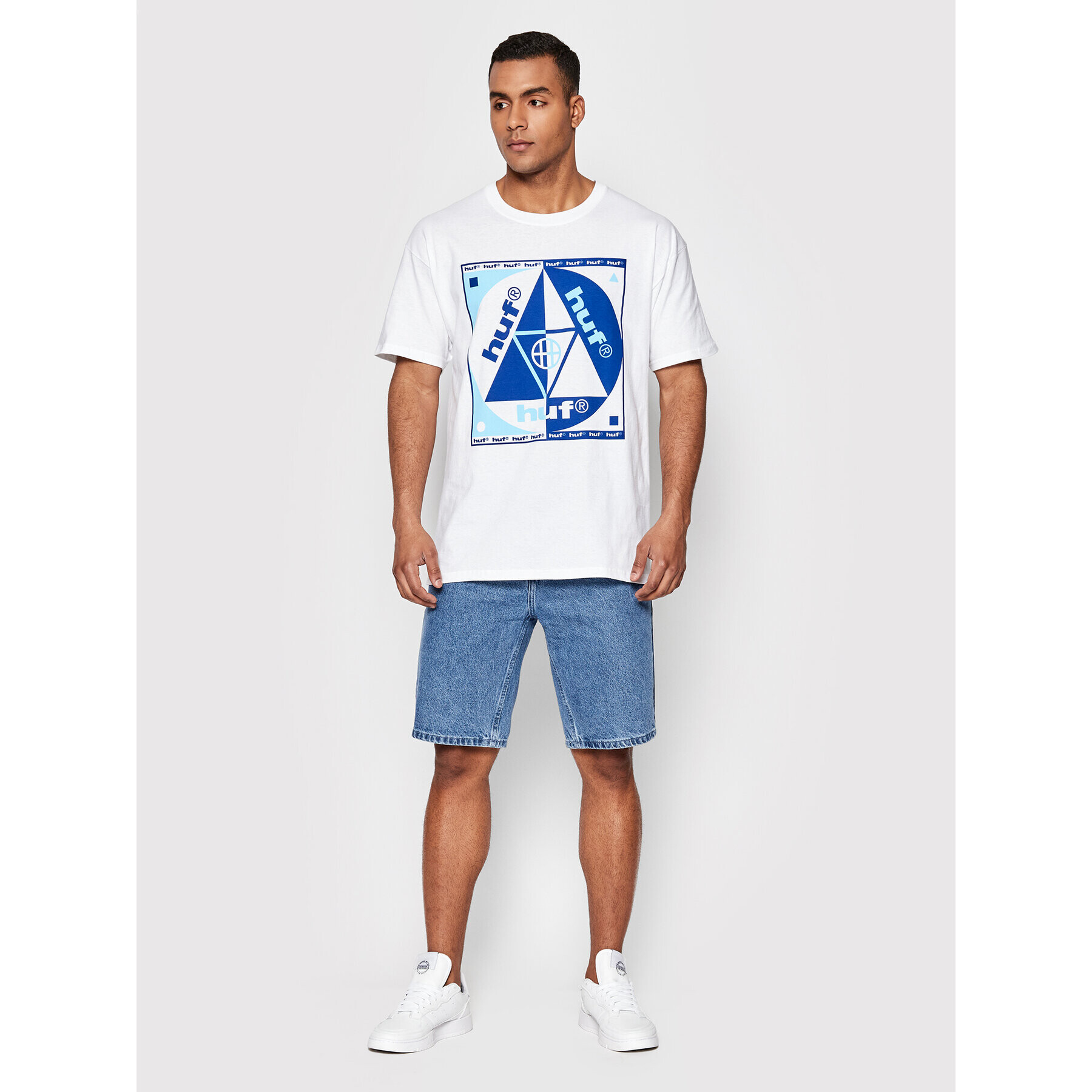 HUF Тишърт Blue Code TS01639 Бял Regular Fit - Pepit.bg