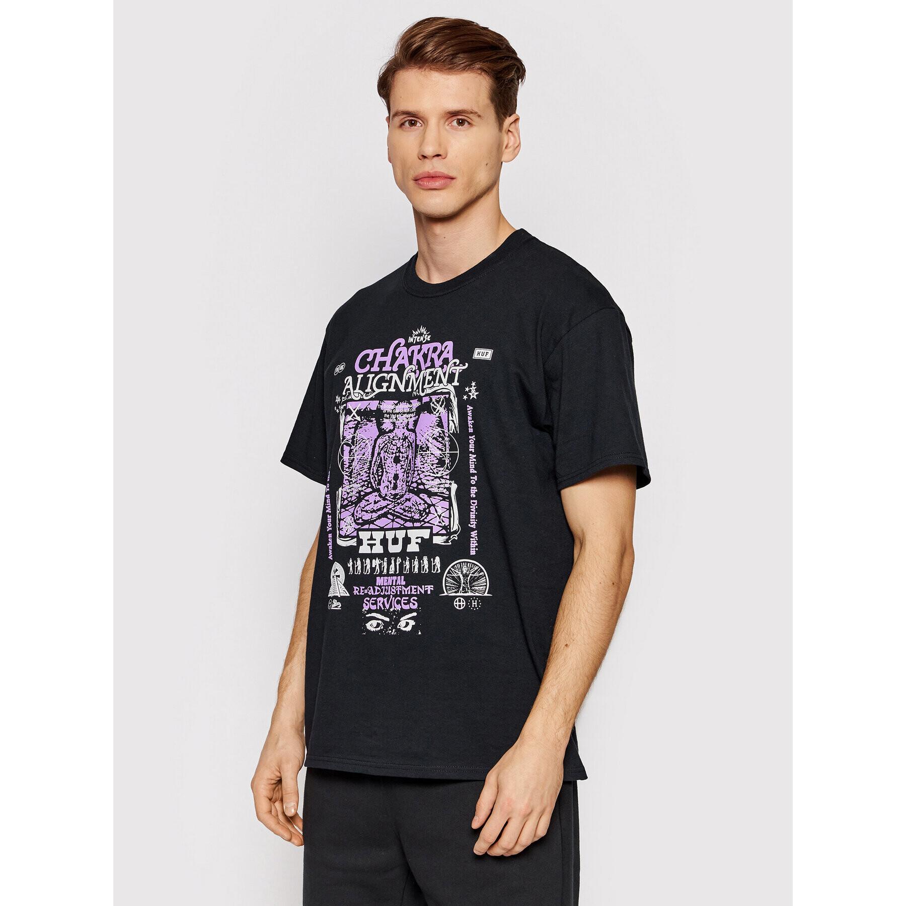 HUF Тишърт Chakra Alignment TS01501 Черен Regular Fit - Pepit.bg