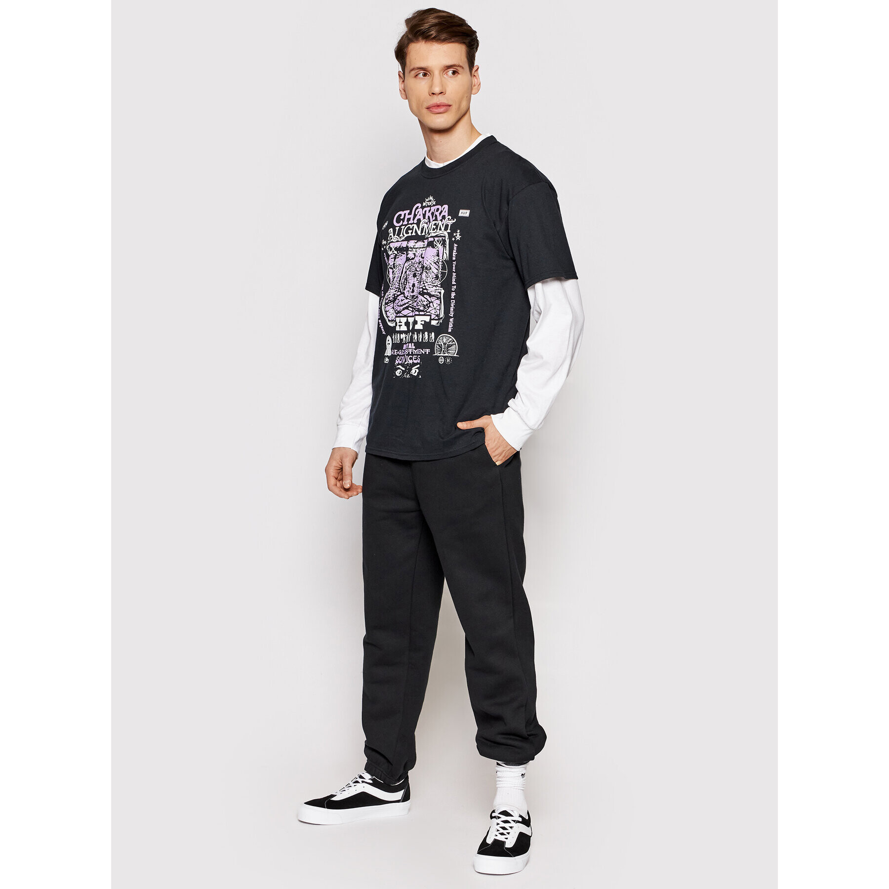 HUF Тишърт Chakra Alignment TS01501 Черен Regular Fit - Pepit.bg