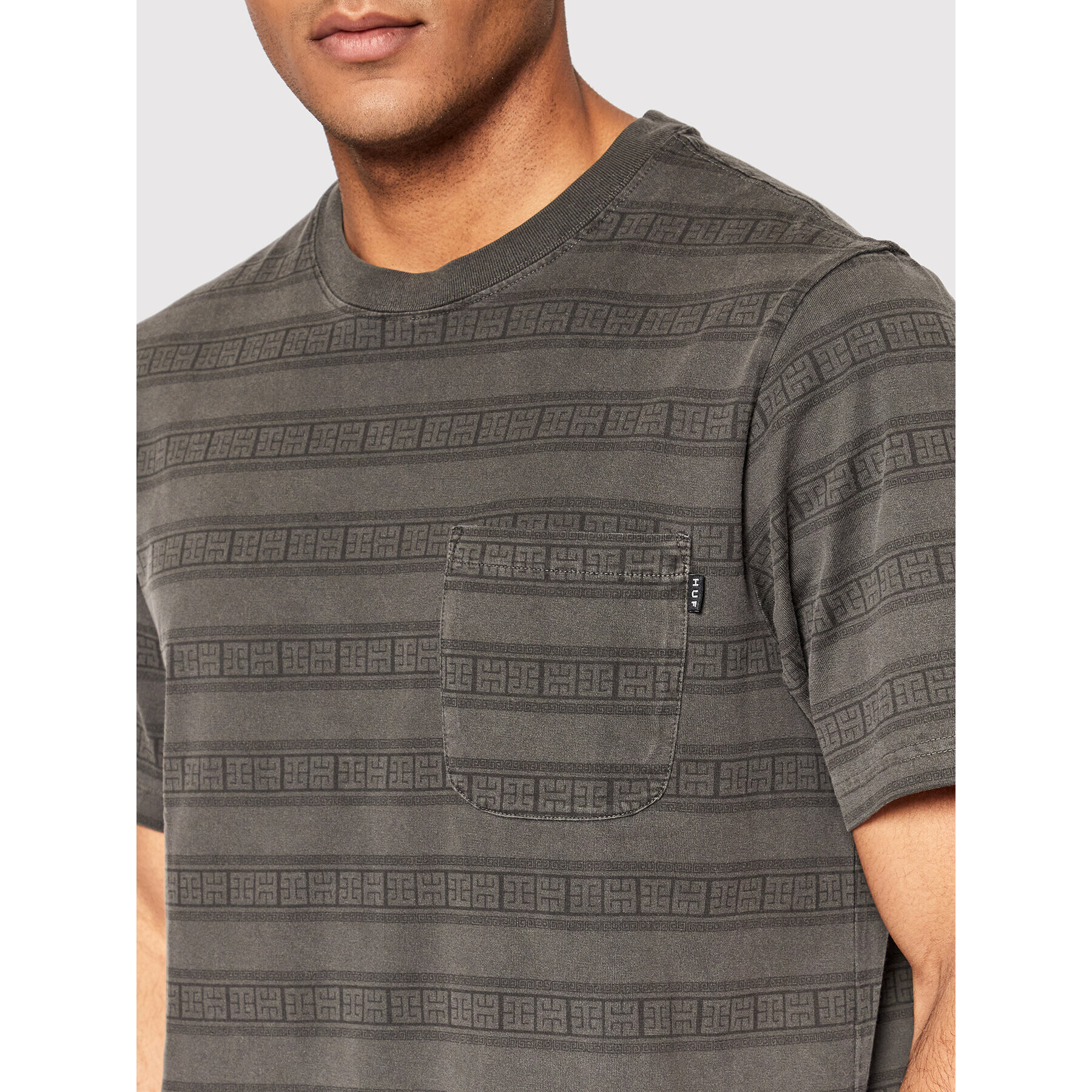 HUF Тишърт Cooper Stripe KN00342 Сив Regular Fit - Pepit.bg