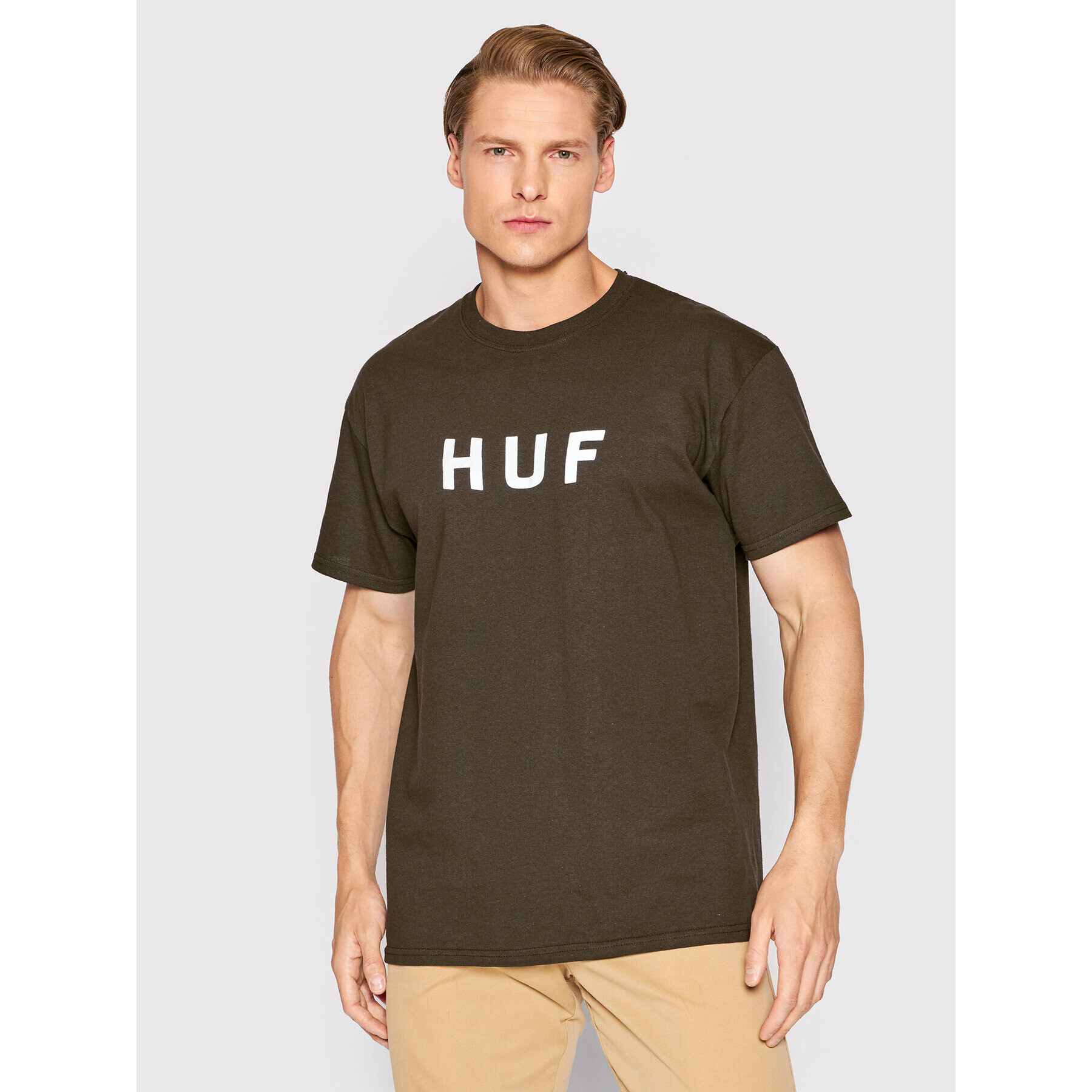 HUF Тишърт Essentials Logo TS01752 Кафяв Regular Fit - Pepit.bg