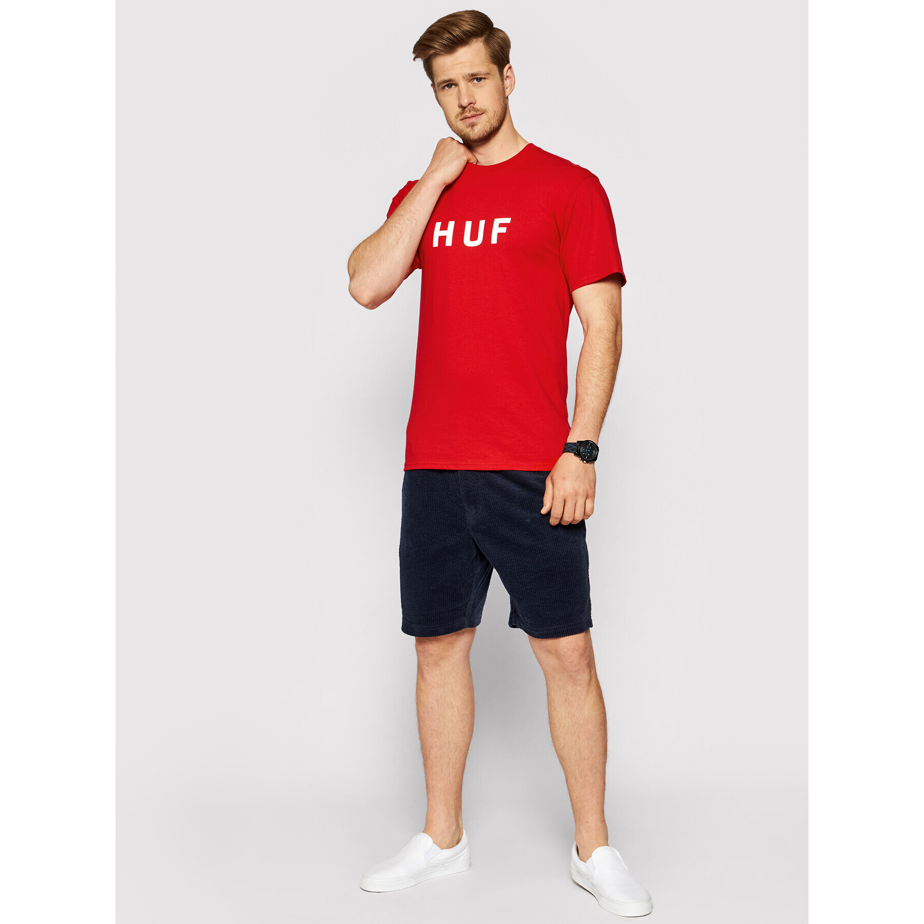 HUF Тишърт Essentials Og Logo TS00508 Червен Regular Fit - Pepit.bg