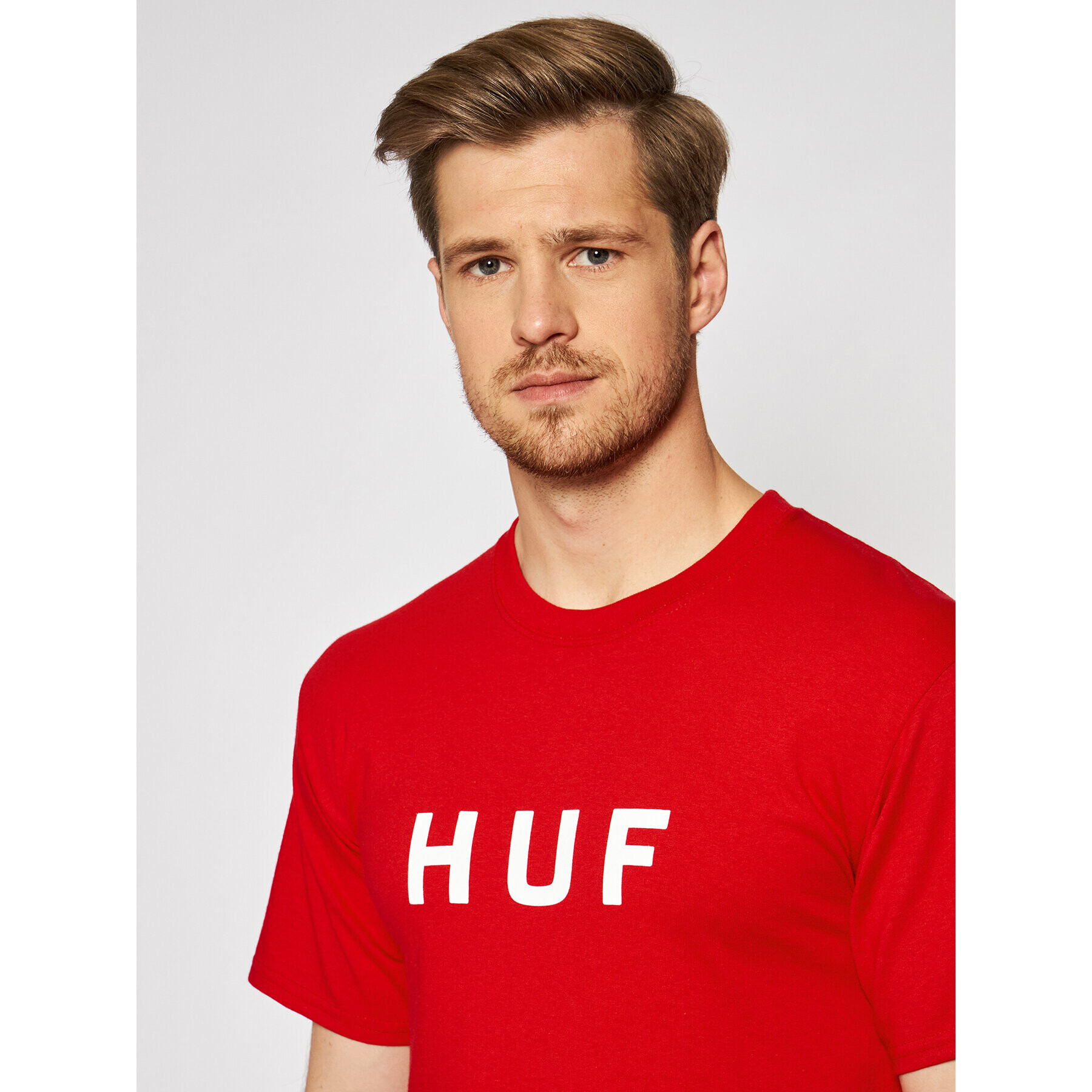 HUF Тишърт Essentials Og Logo TS00508 Червен Regular Fit - Pepit.bg