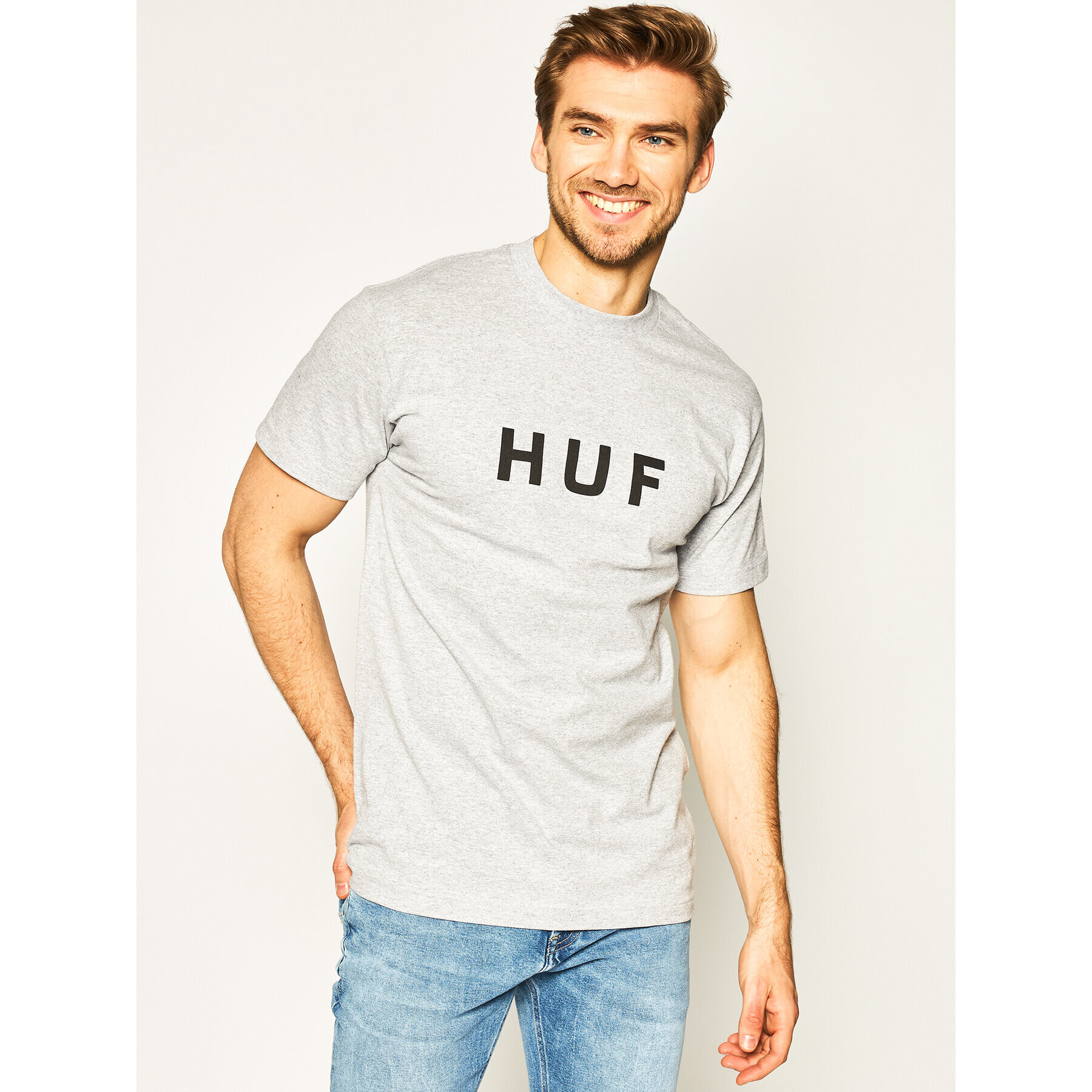 HUF Тишърт Essentials Og Logo TS00508 Сив Regular Fit - Pepit.bg