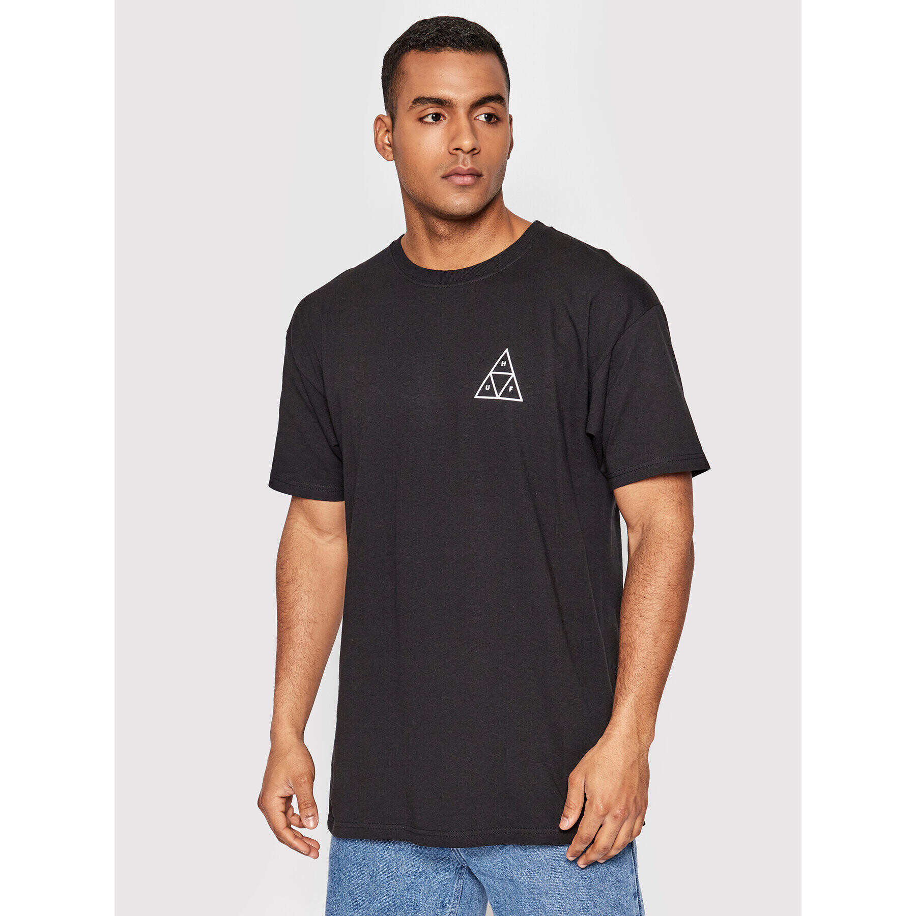 HUF Тишърт Essentials Triple Triangle TS01751 Черен Regular Fit - Pepit.bg