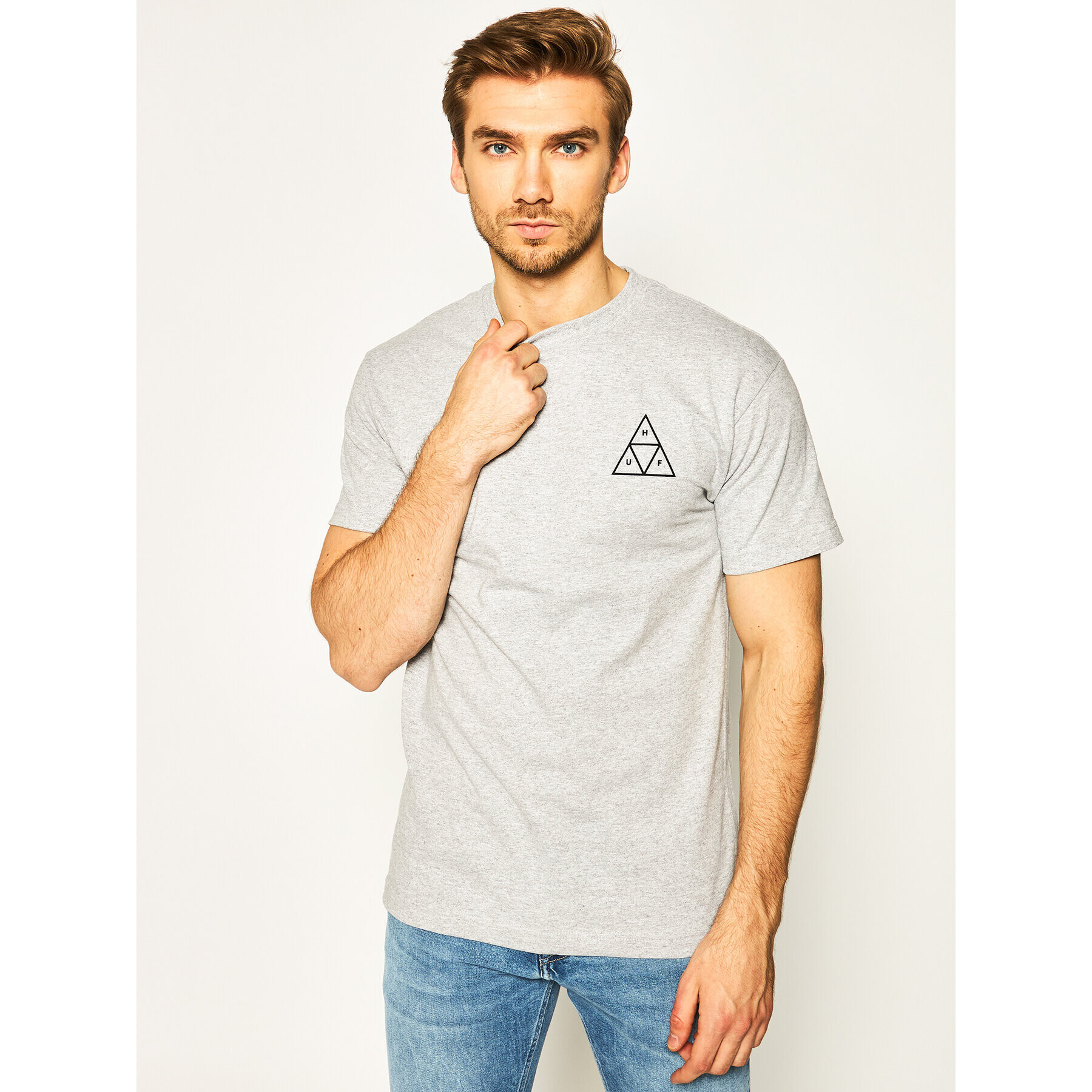 HUF Тишърт Essentials Tt TS00509 Сив Regular Fit - Pepit.bg