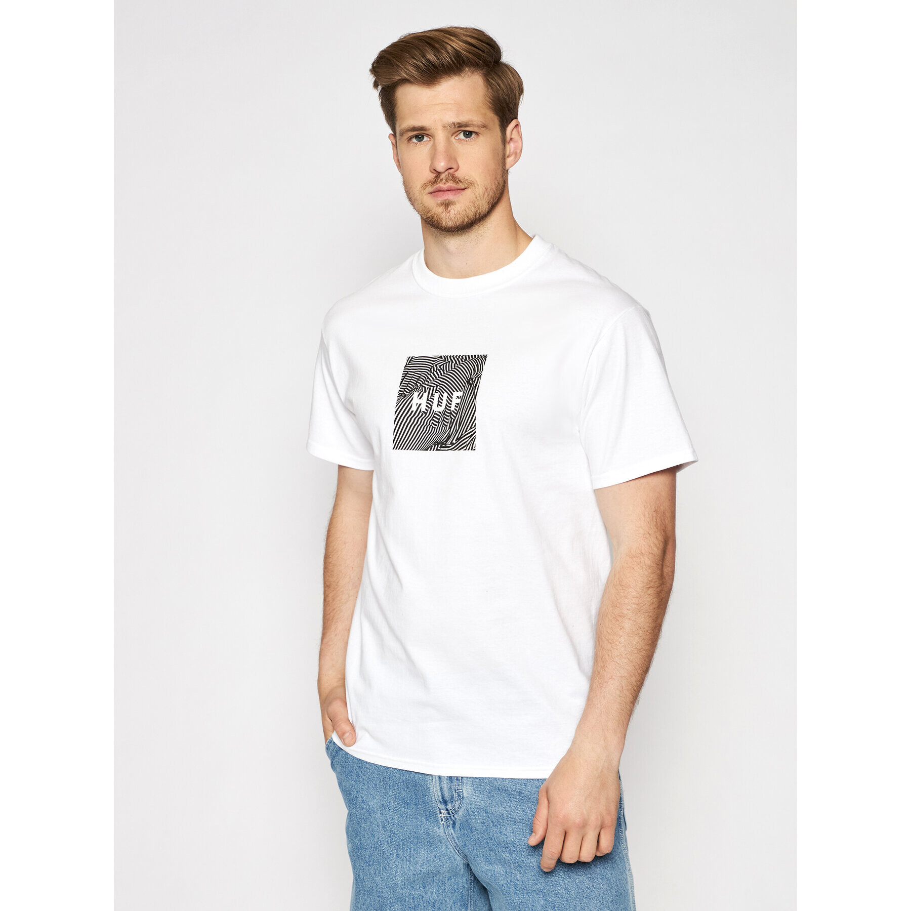 HUF Тишърт Feels TS01328 Бял Regular Fit - Pepit.bg