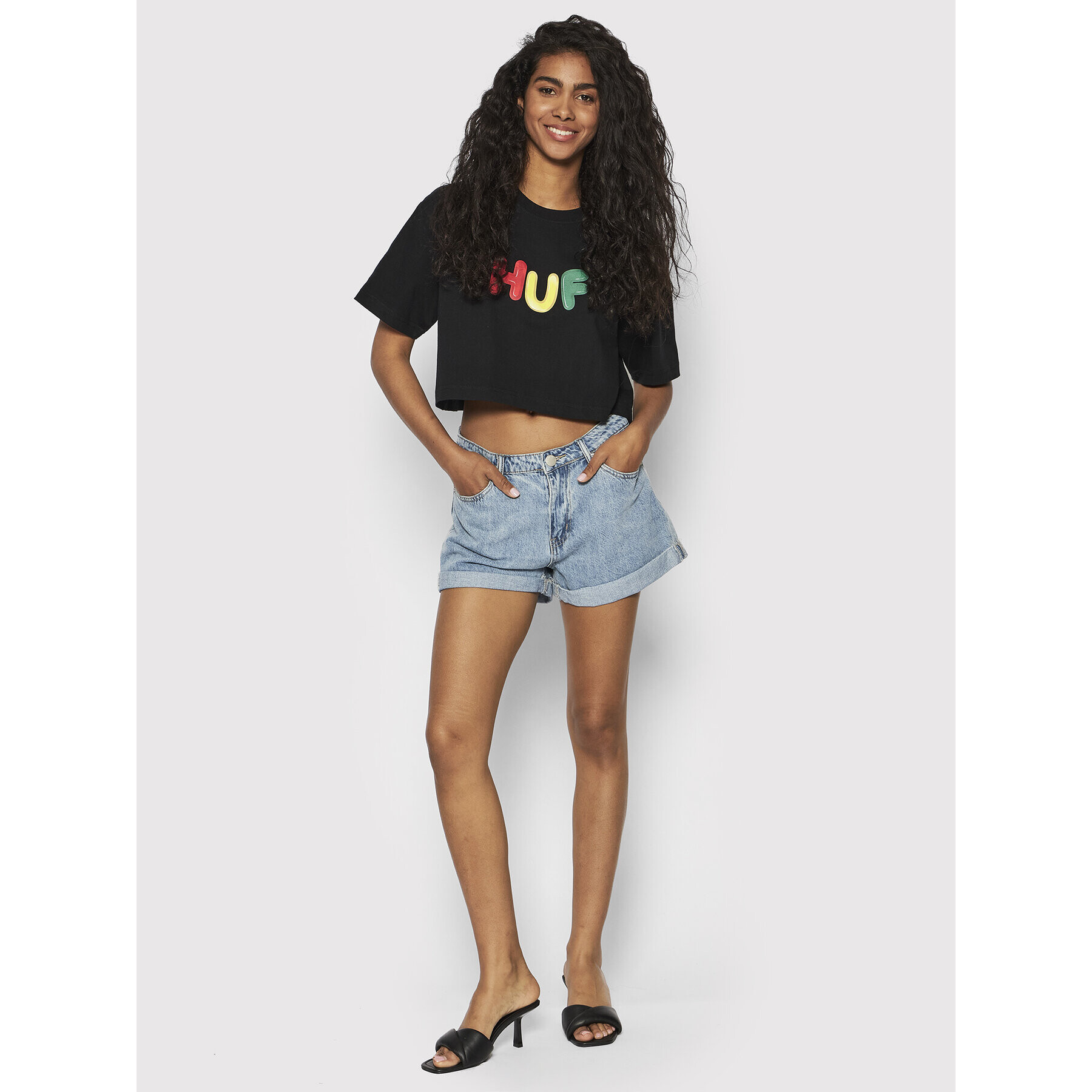 HUF Тишърт Gummed WTS0049 Черен Relaxed Fit - Pepit.bg