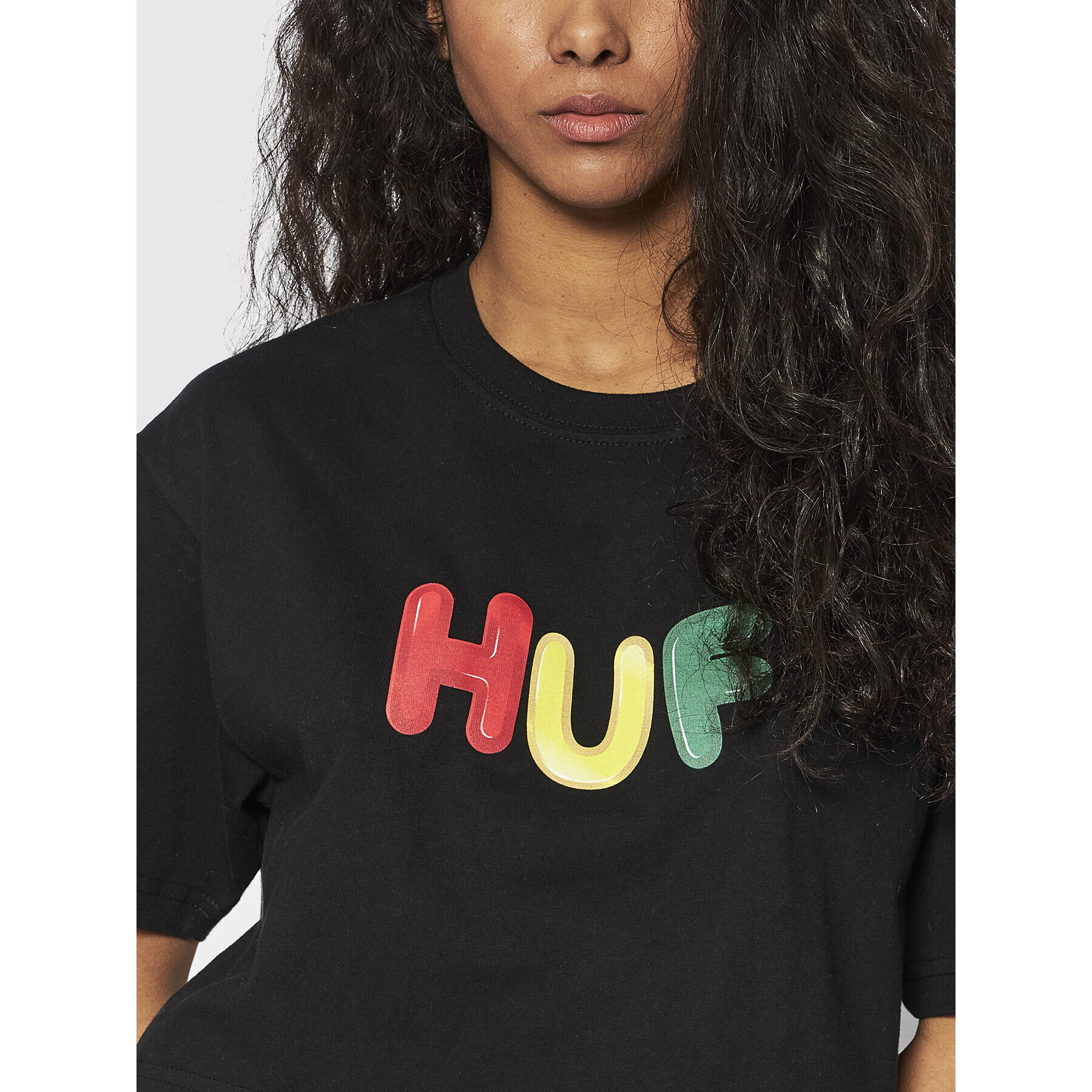HUF Тишърт Gummed WTS0049 Черен Relaxed Fit - Pepit.bg