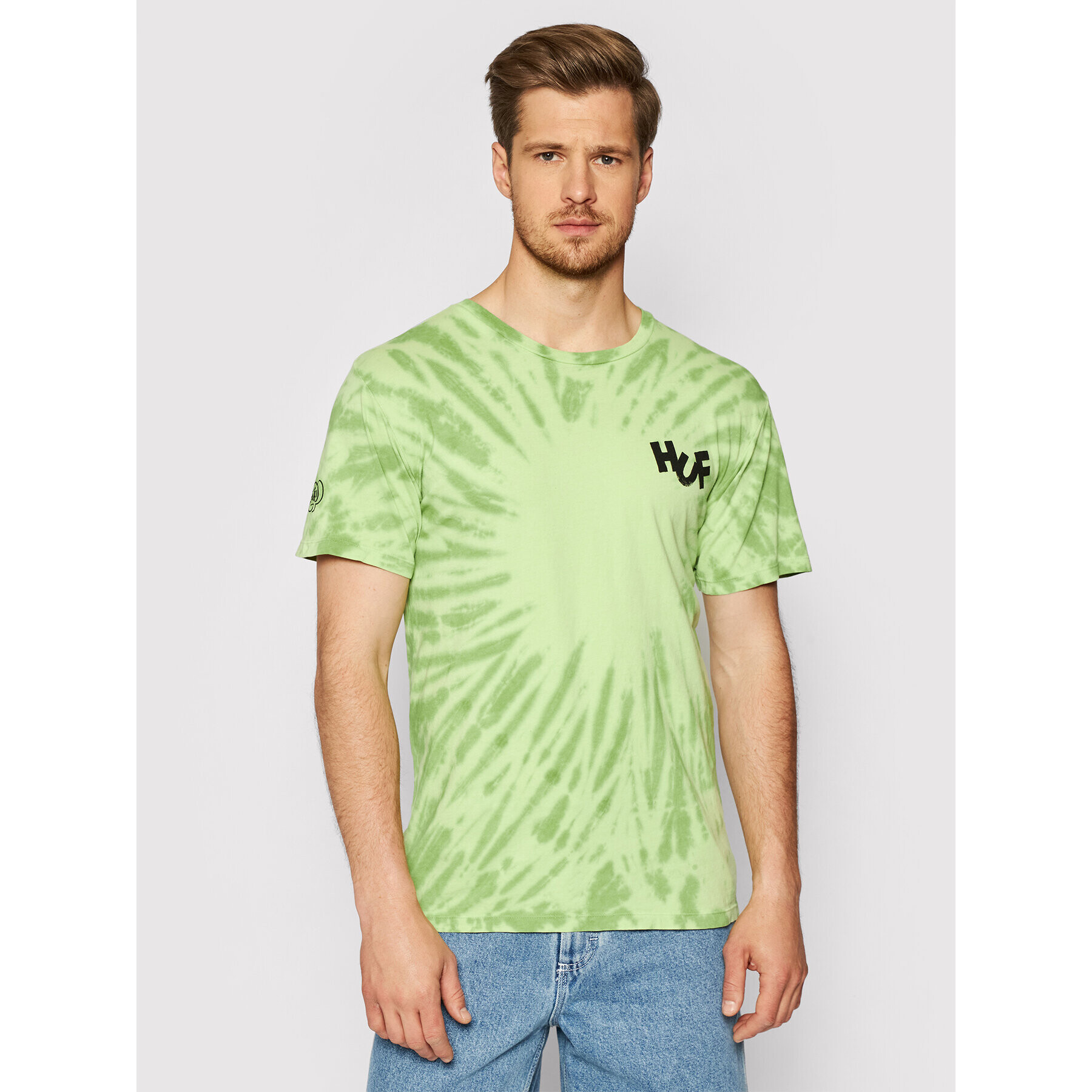 HUF Тишърт HAZE Brush Tie Dye TS01383 Зелен Regular Fit - Pepit.bg