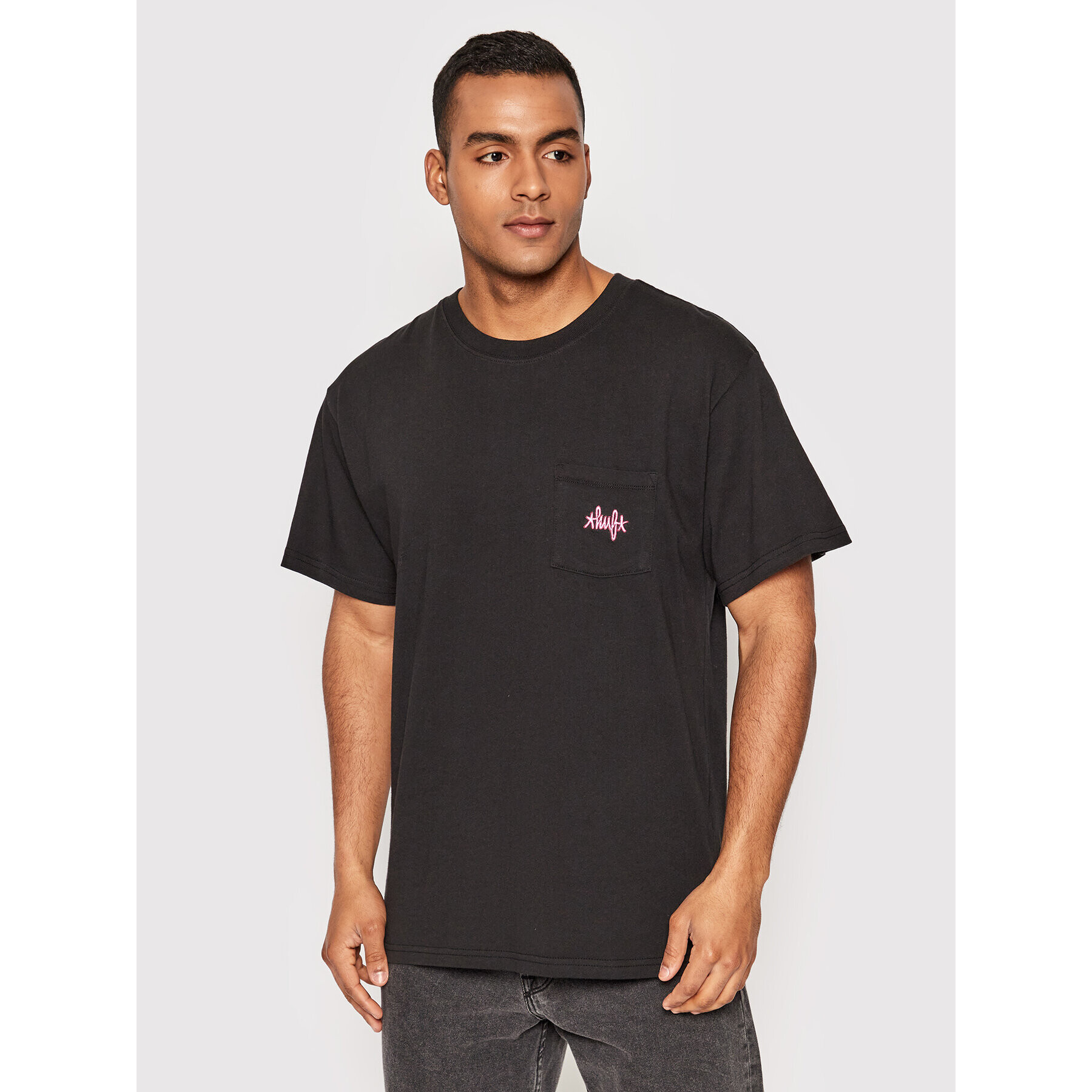 HUF Тишърт HAZE Script Pocket TS01631 Черен Regular Fit - Pepit.bg