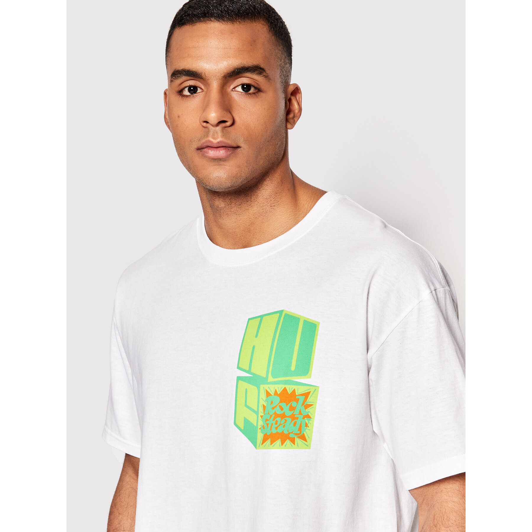 HUF Тишърт High Note TS01654 Бял Regular Fit - Pepit.bg