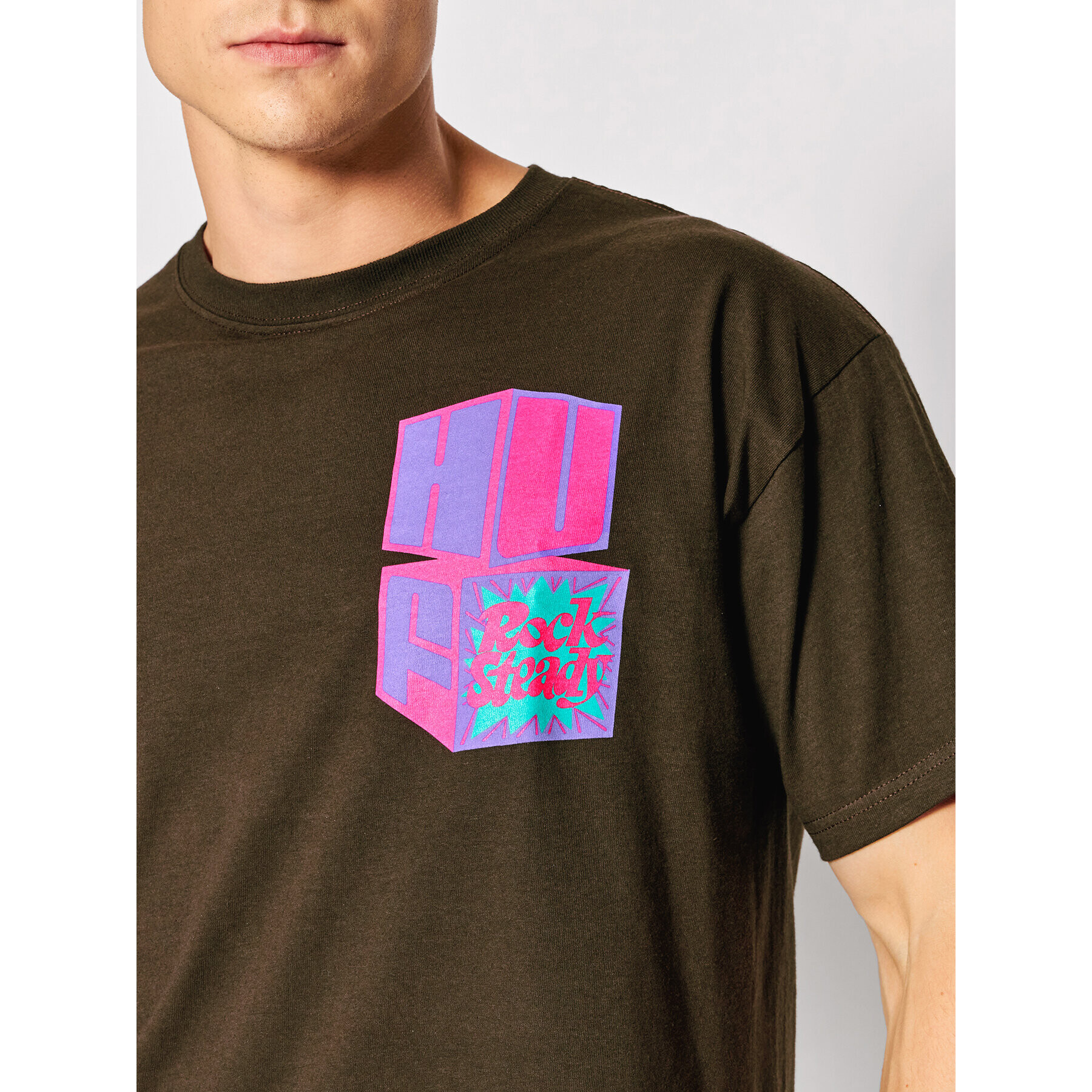 HUF Тишърт High Note TS01654 Кафяв Regular Fit - Pepit.bg