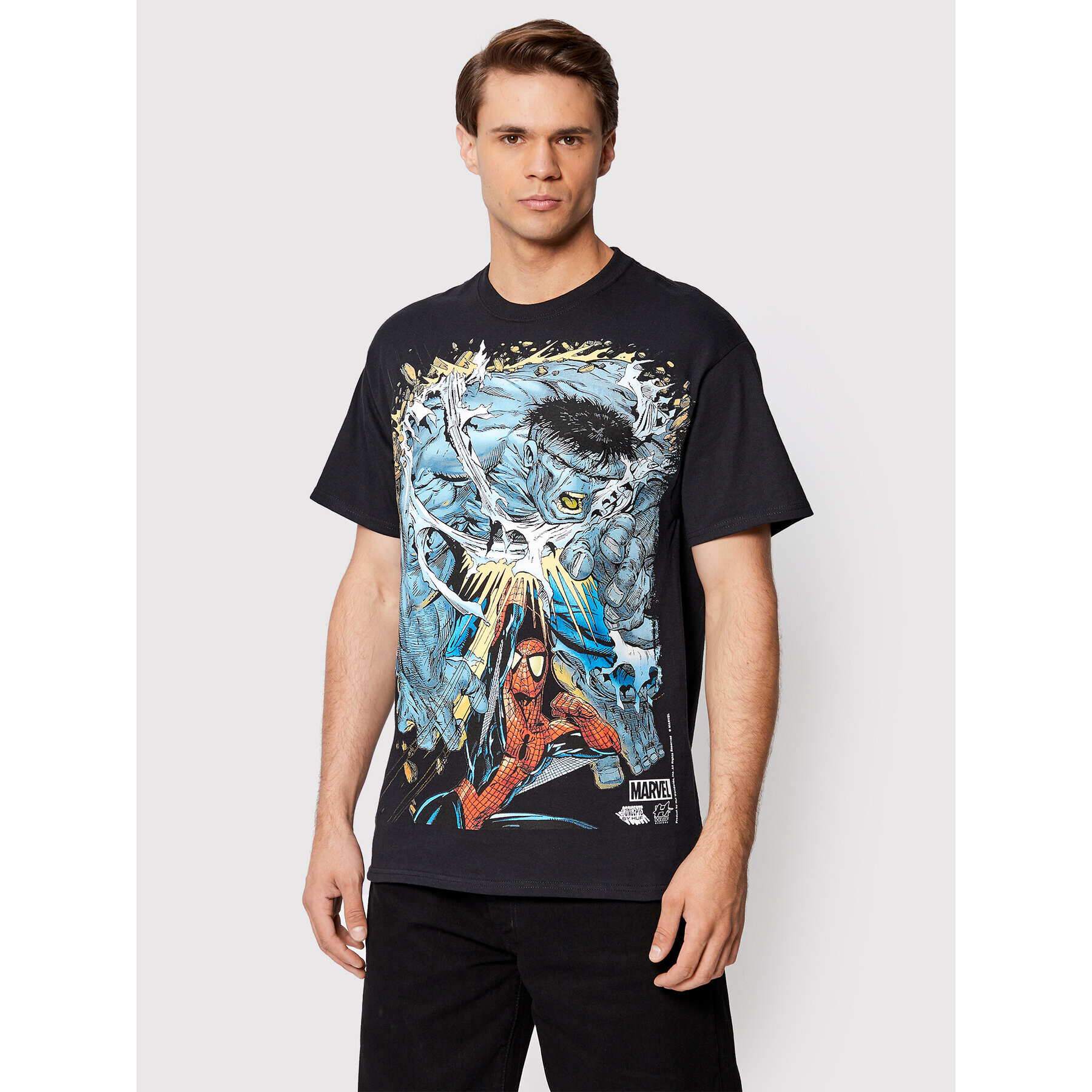 HUF Тишърт MARVEL Battle TS01976 Черен Regular Fit - Pepit.bg