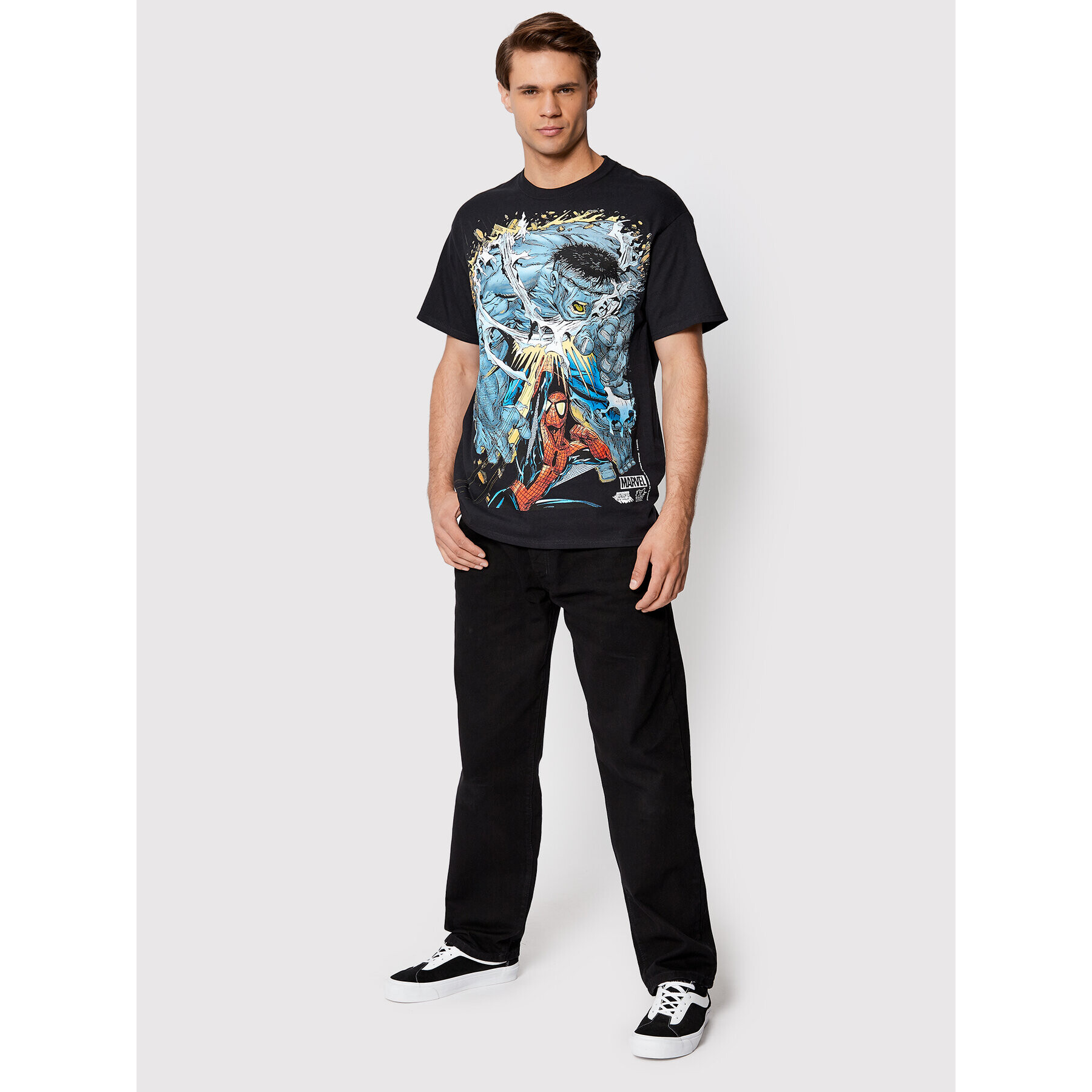 HUF Тишърт MARVEL Battle TS01976 Черен Regular Fit - Pepit.bg