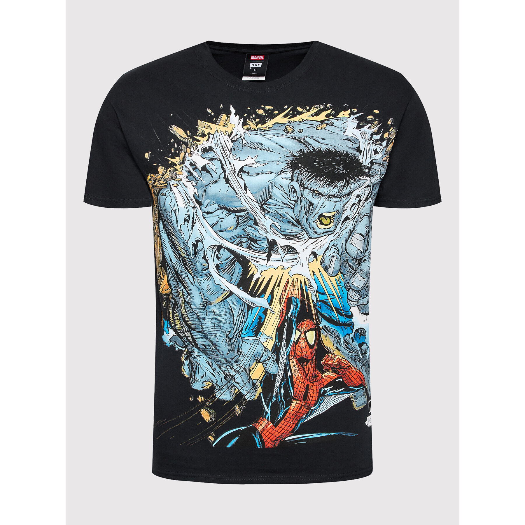 HUF Тишърт MARVEL Battle TS01976 Черен Regular Fit - Pepit.bg