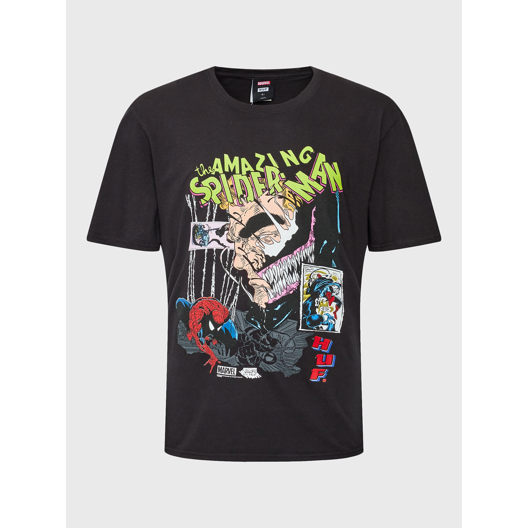 HUF Тишърт MARVEL Brock Washed TS02058 Черен Regular Fit - Pepit.bg