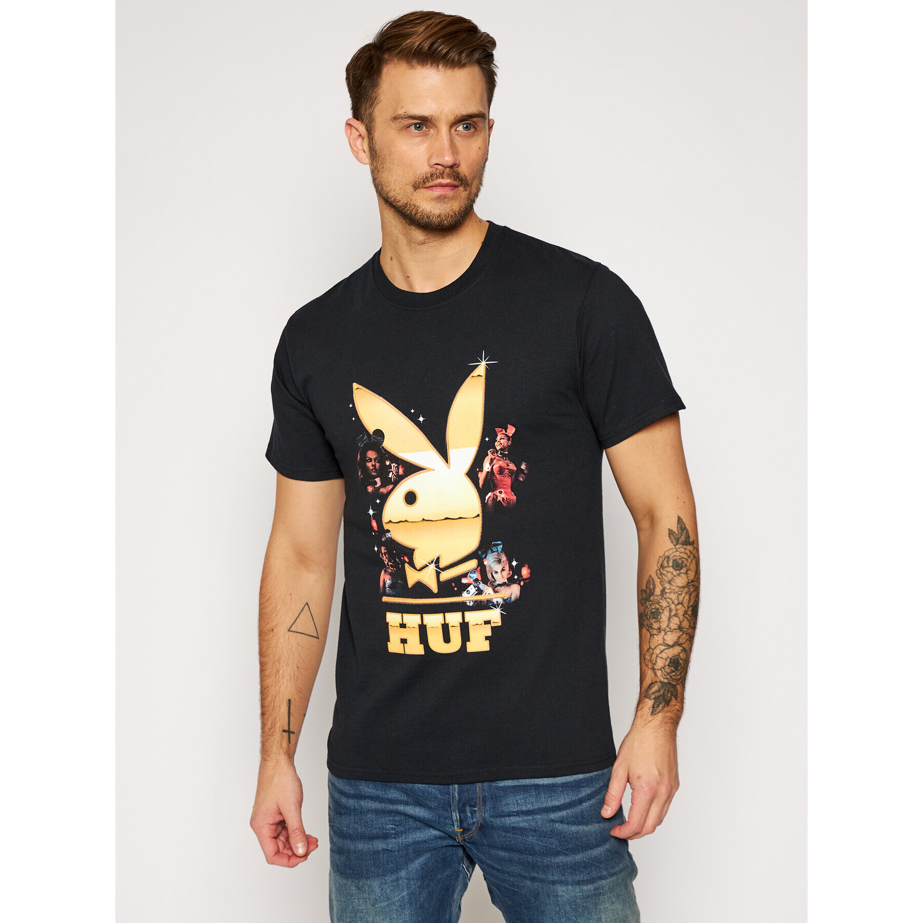 HUF Тишърт PLAYBOY Club Tour TS01465 Черен Regular Fit - Pepit.bg