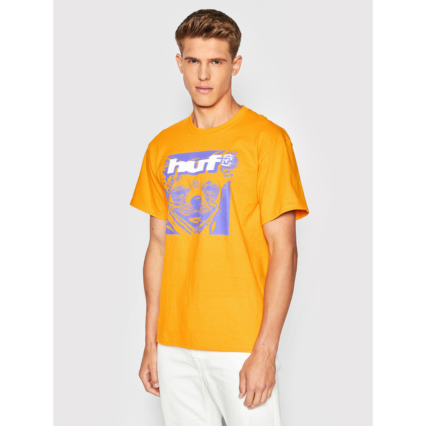 HUF Тишърт Que Como TS01828 Оранжев Regular Fit - Pepit.bg