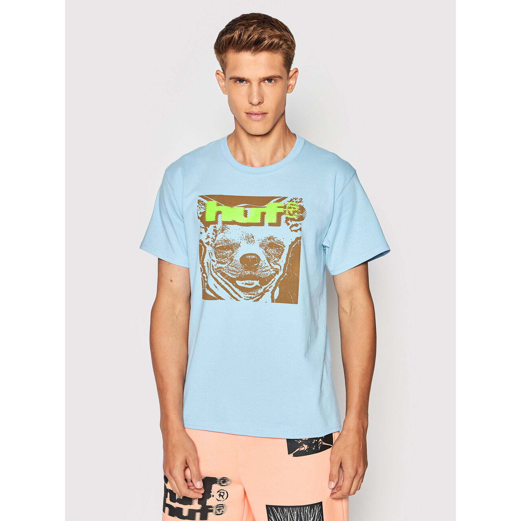 HUF Тишърт Que Como TS01828 Син Regular Fit - Pepit.bg