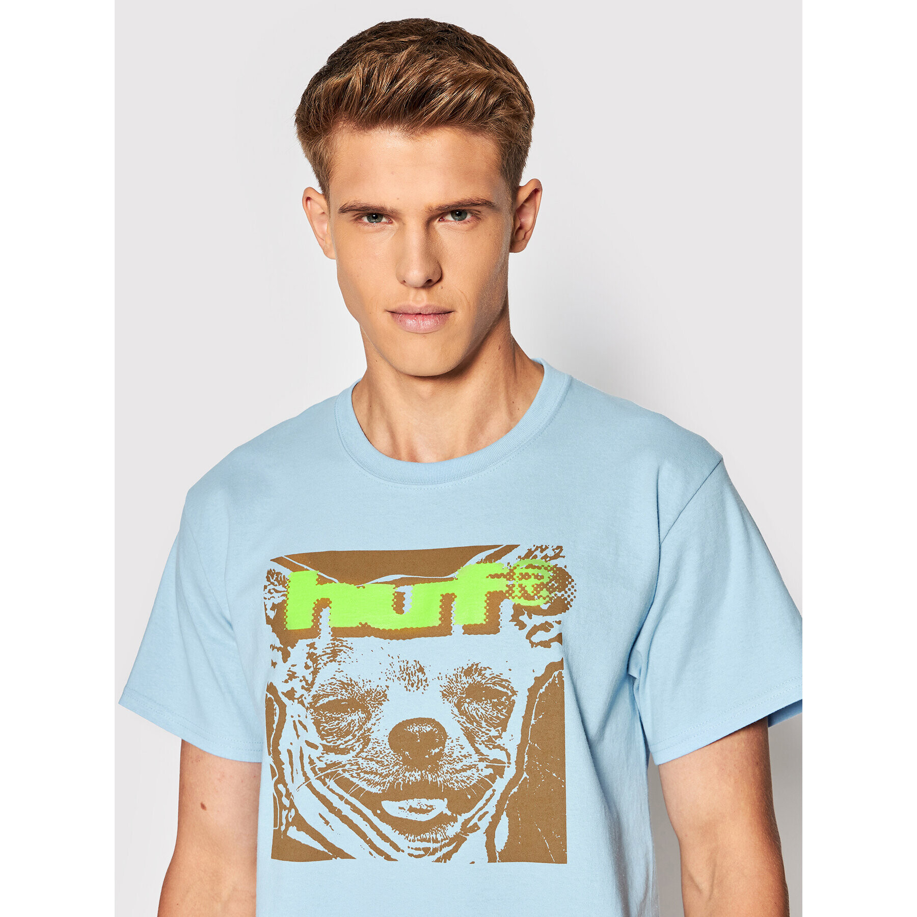 HUF Тишърт Que Como TS01828 Син Regular Fit - Pepit.bg