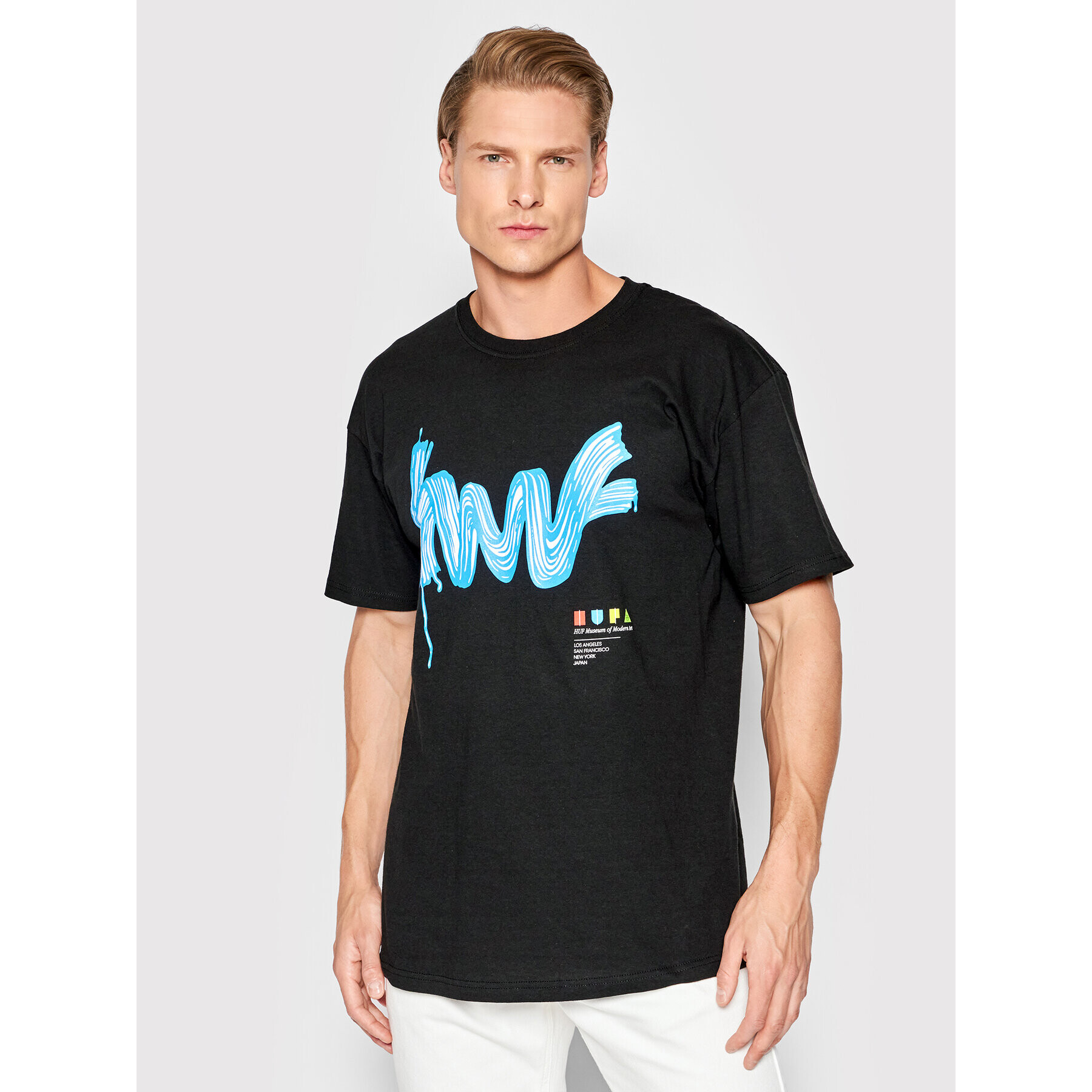 HUF Тишърт Stroke Of Genius TS01653 Черен Regular Fit - Pepit.bg