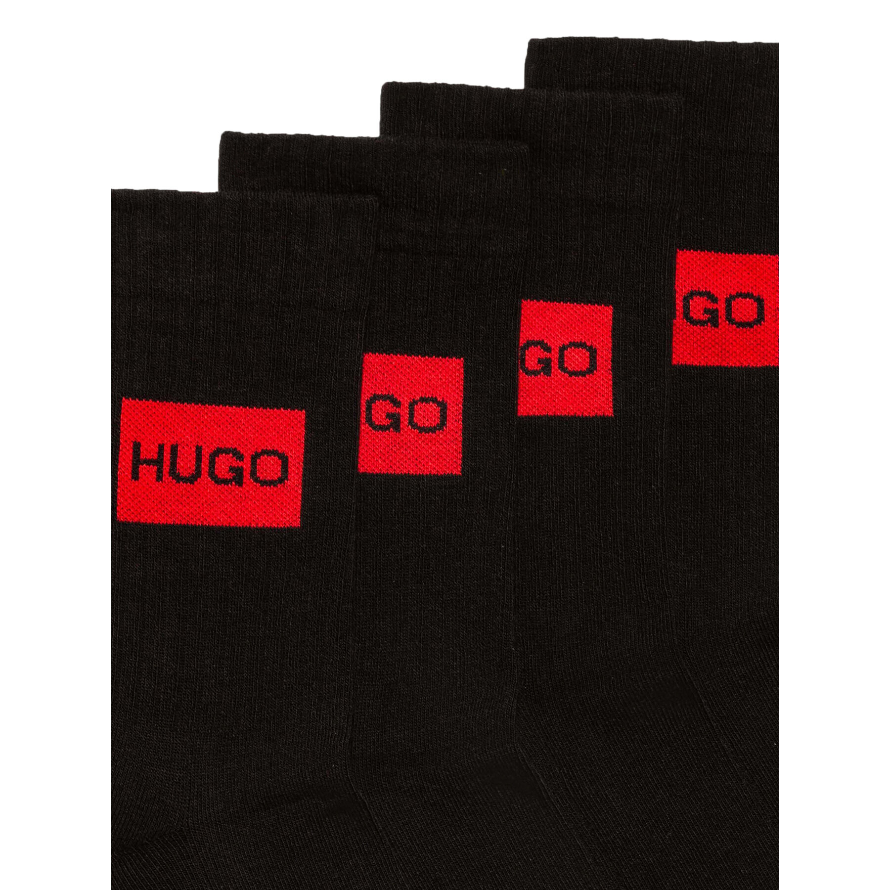 Hugo Комплект 2 чифта дълги чорапи мъжки 2P Qs Rib Label Cc 50437697 Черен - Pepit.bg