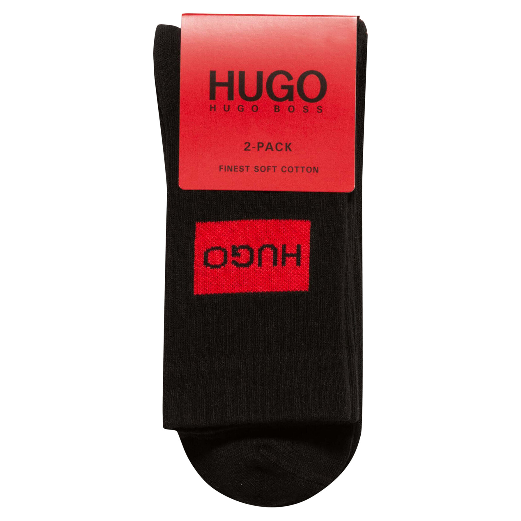 Hugo Комплект 2 чифта дълги чорапи мъжки 2P Qs Rib Label Cc 50437697 Черен - Pepit.bg