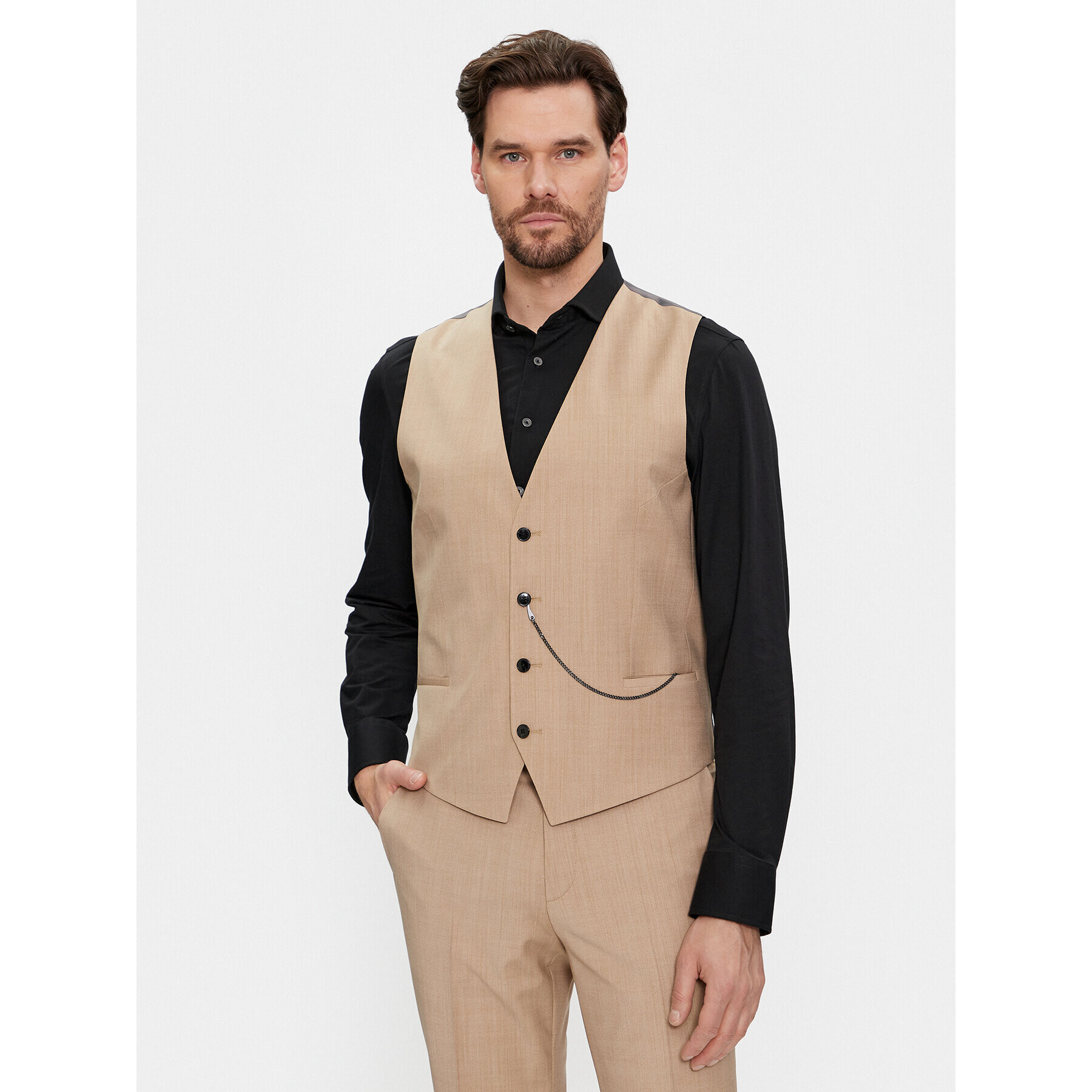 Hugo Костюм Hesten 50509390 Бежов Extra Slim Fit - Pepit.bg