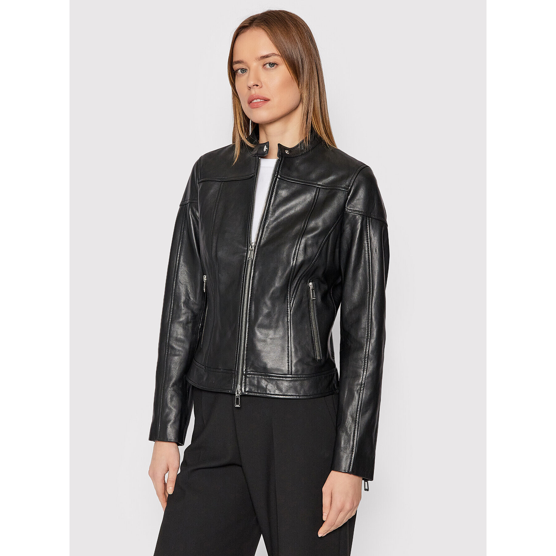 Hugo Кожено яке Lasena 50463433 Черен Regular Fit - Pepit.bg