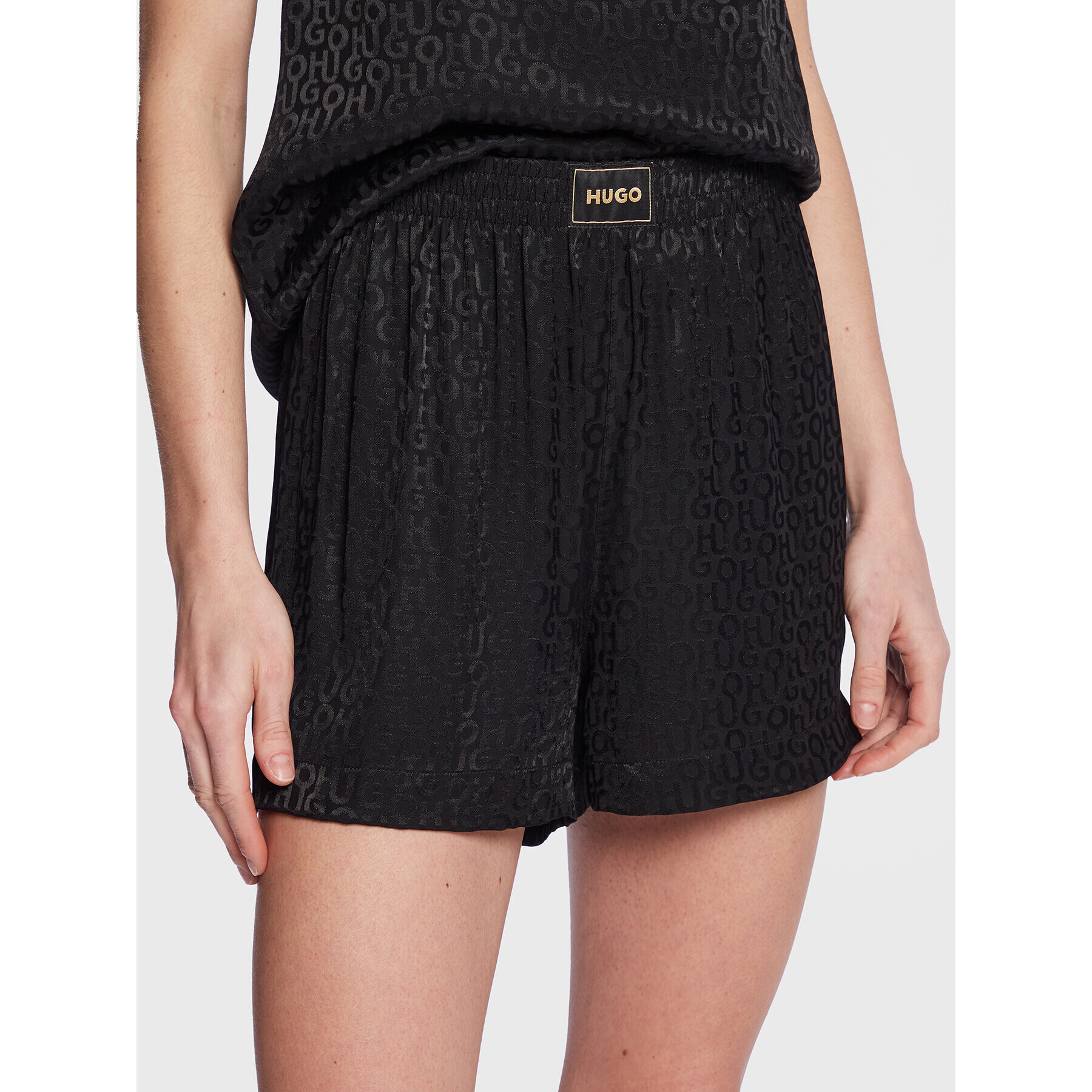 Hugo Пижамени шорти Satinoir 50484467 Черен Regular Fit - Pepit.bg