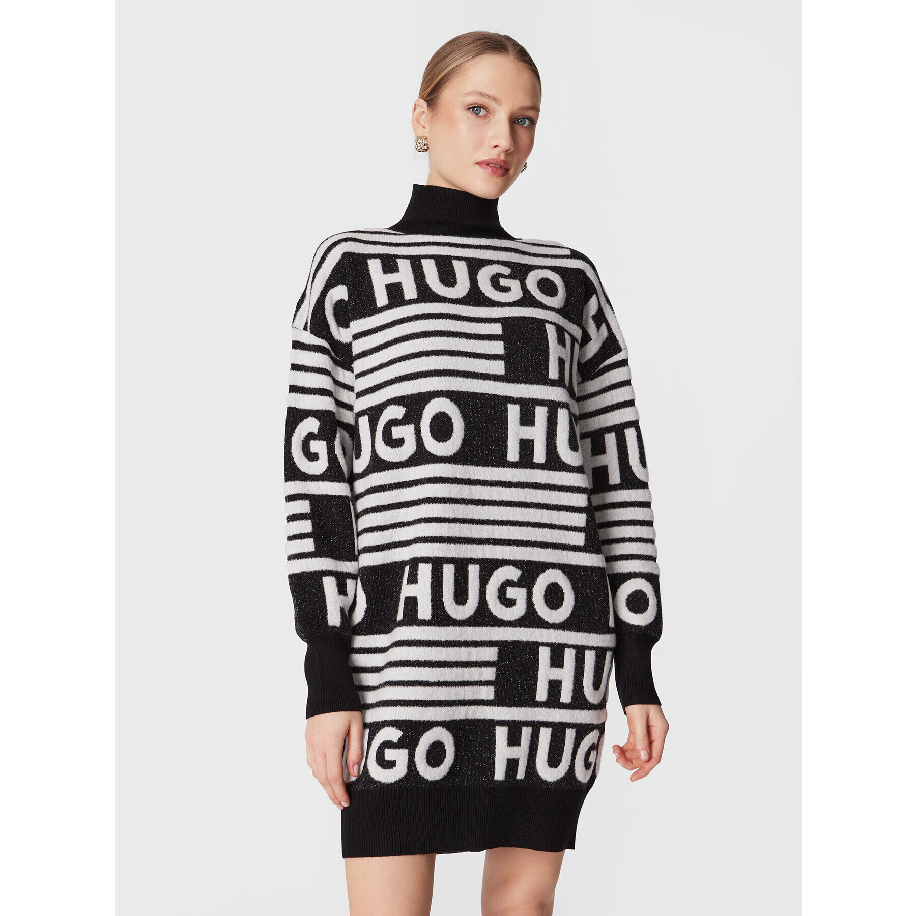 Hugo Плетена рокля Sisminy 50478976 Черен Oversize - Pepit.bg