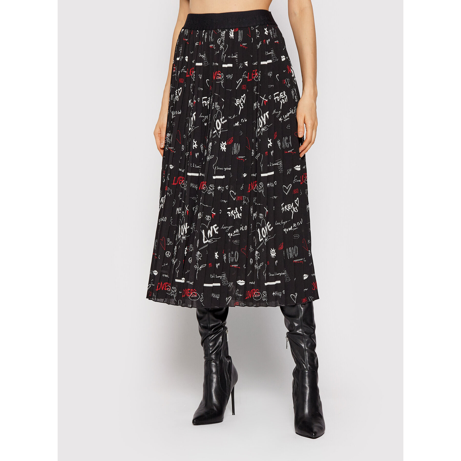 Hugo Плисирана пола Ralissy-1 50458672 Черен Regular Fit - Pepit.bg