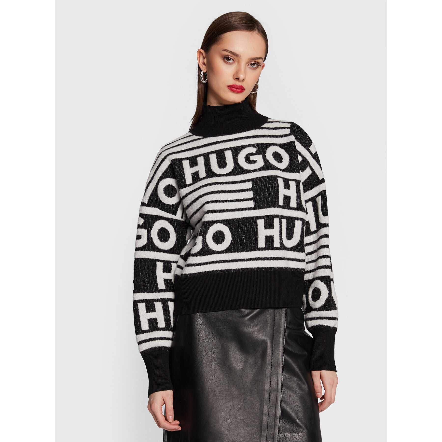 Hugo Поло Sismina 50477117 Черен Oversize - Pepit.bg