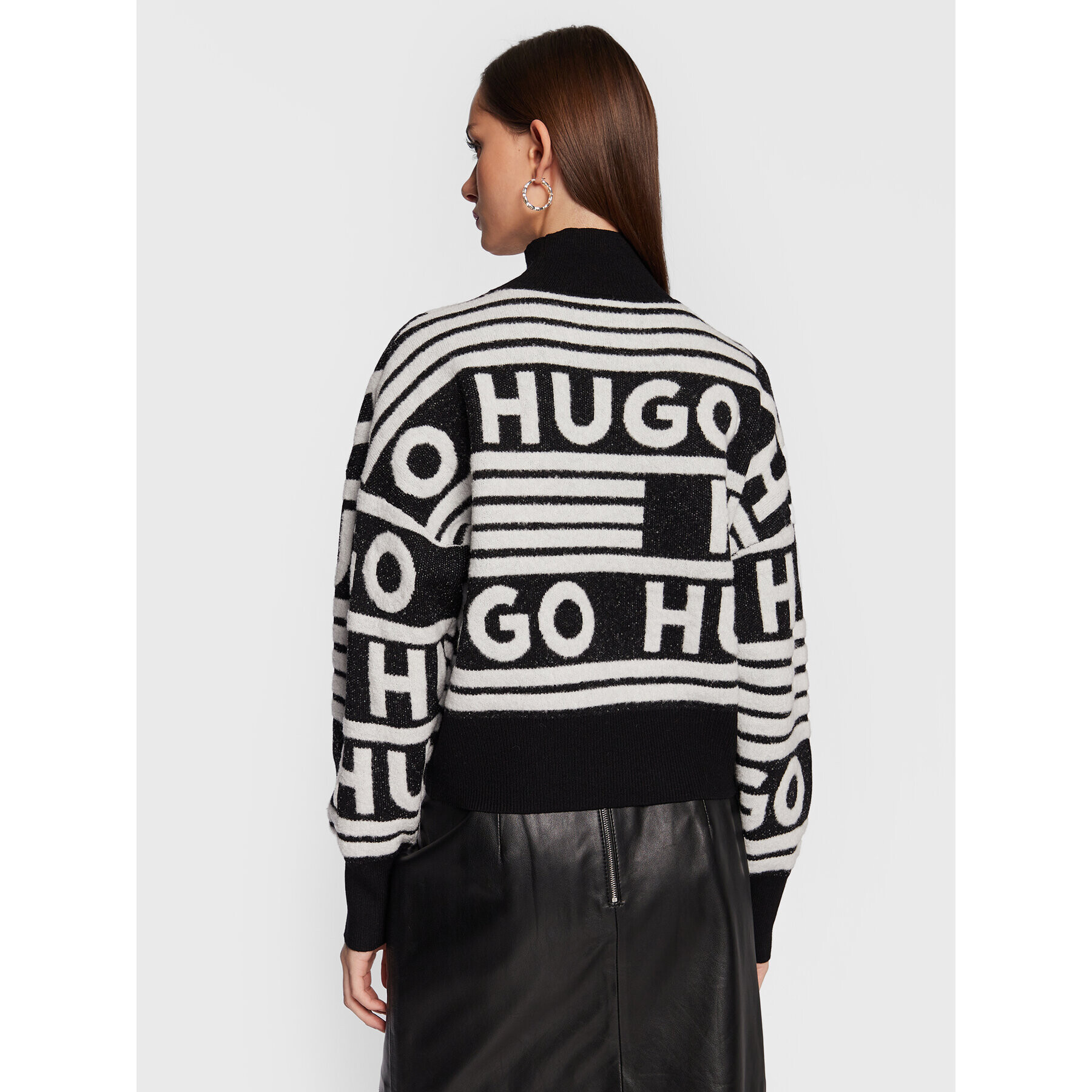 Hugo Поло Sismina 50477117 Черен Oversize - Pepit.bg