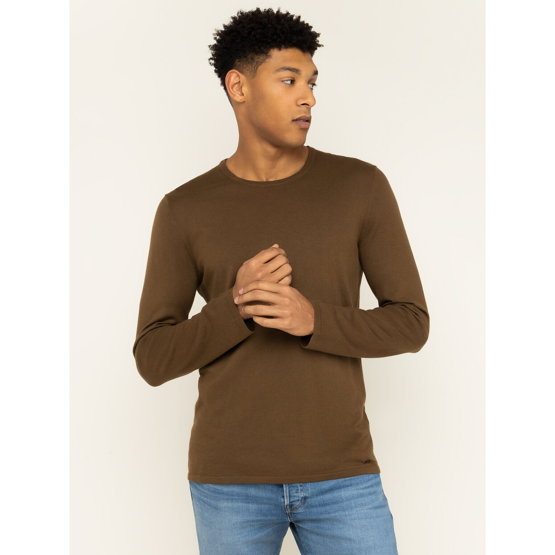 Hugo Пуловер San Bastio 50379543 Кафяв Regular Fit - Pepit.bg