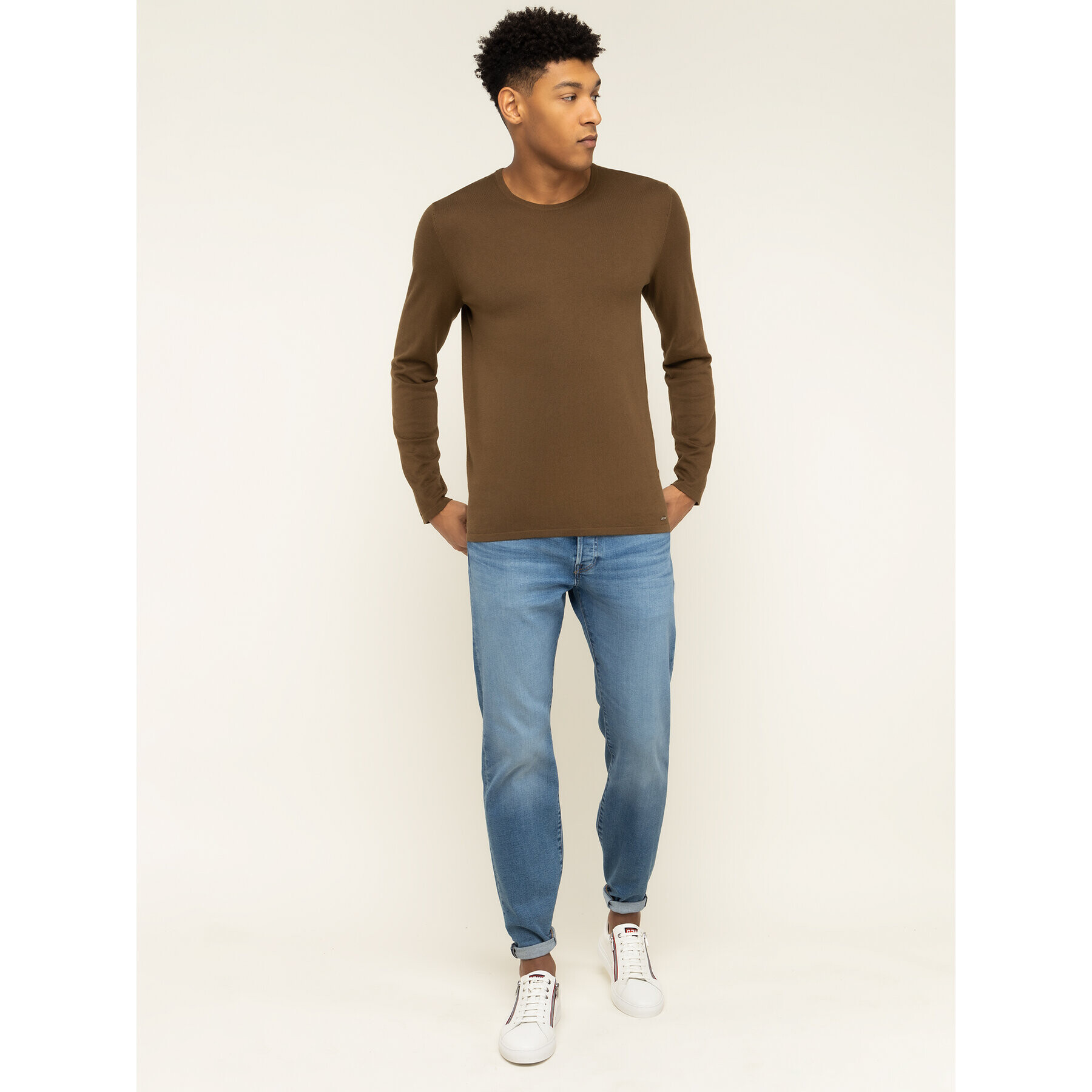 Hugo Пуловер San Bastio 50379543 Кафяв Regular Fit - Pepit.bg